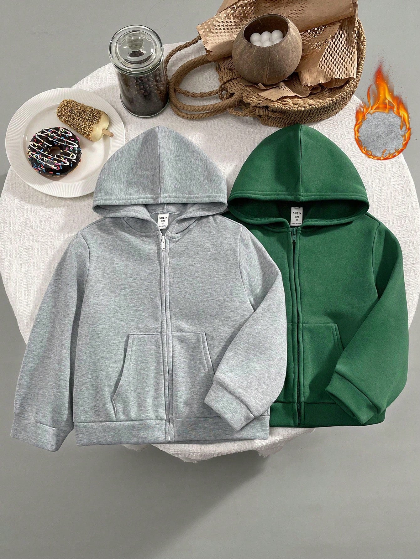 2pcs/Set Young Boys' Casual, Cute, Comfortable, Simple Knit Black & Grey Warm Hooded Long Sleeve, Suitable For Travel, School, Daily Gatherings, Autumn & Winter Season