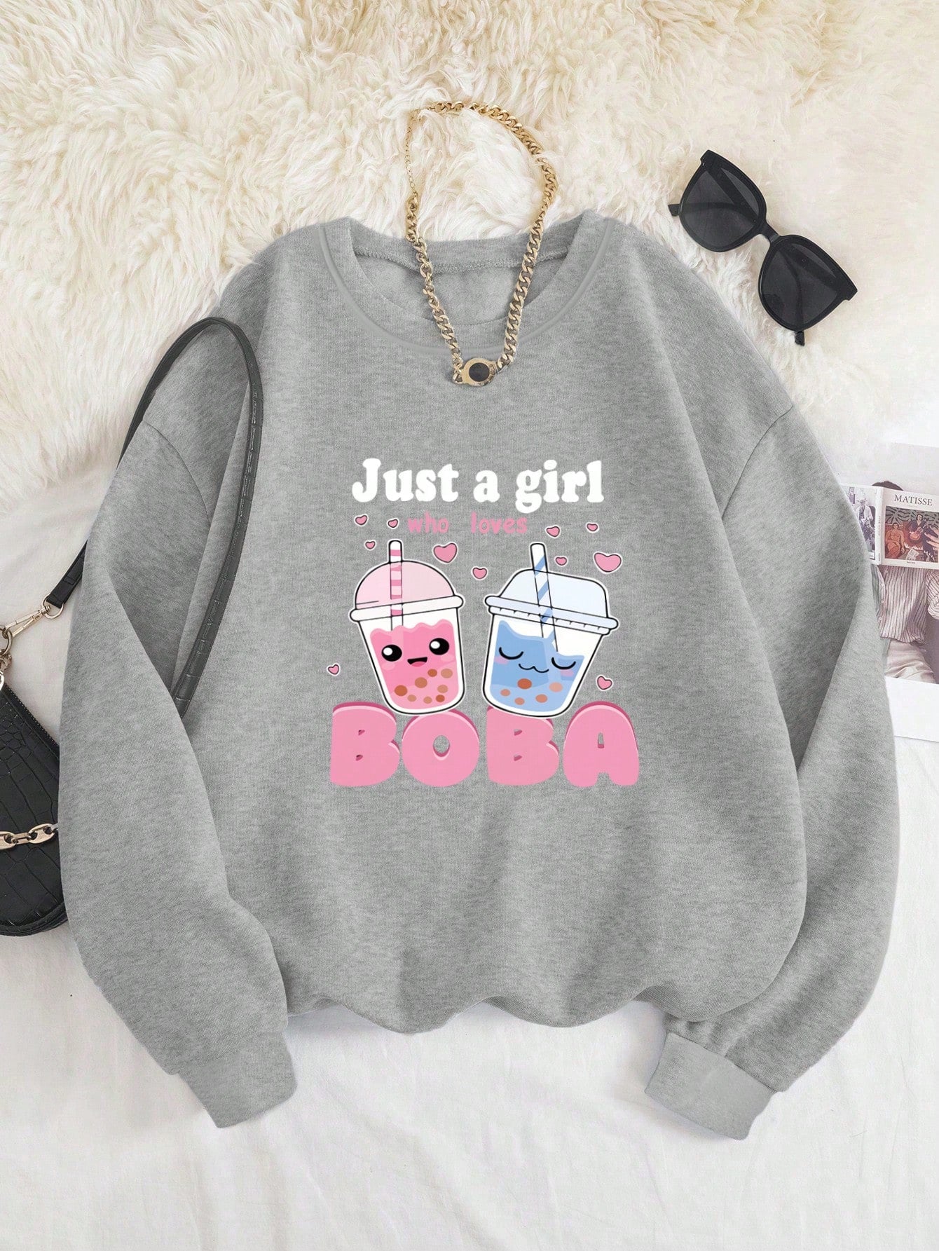 1pc Girls' English Letter Printed Crew Neck Sweatshirt, Casual Teenage Students Wear For Autumn And Winter