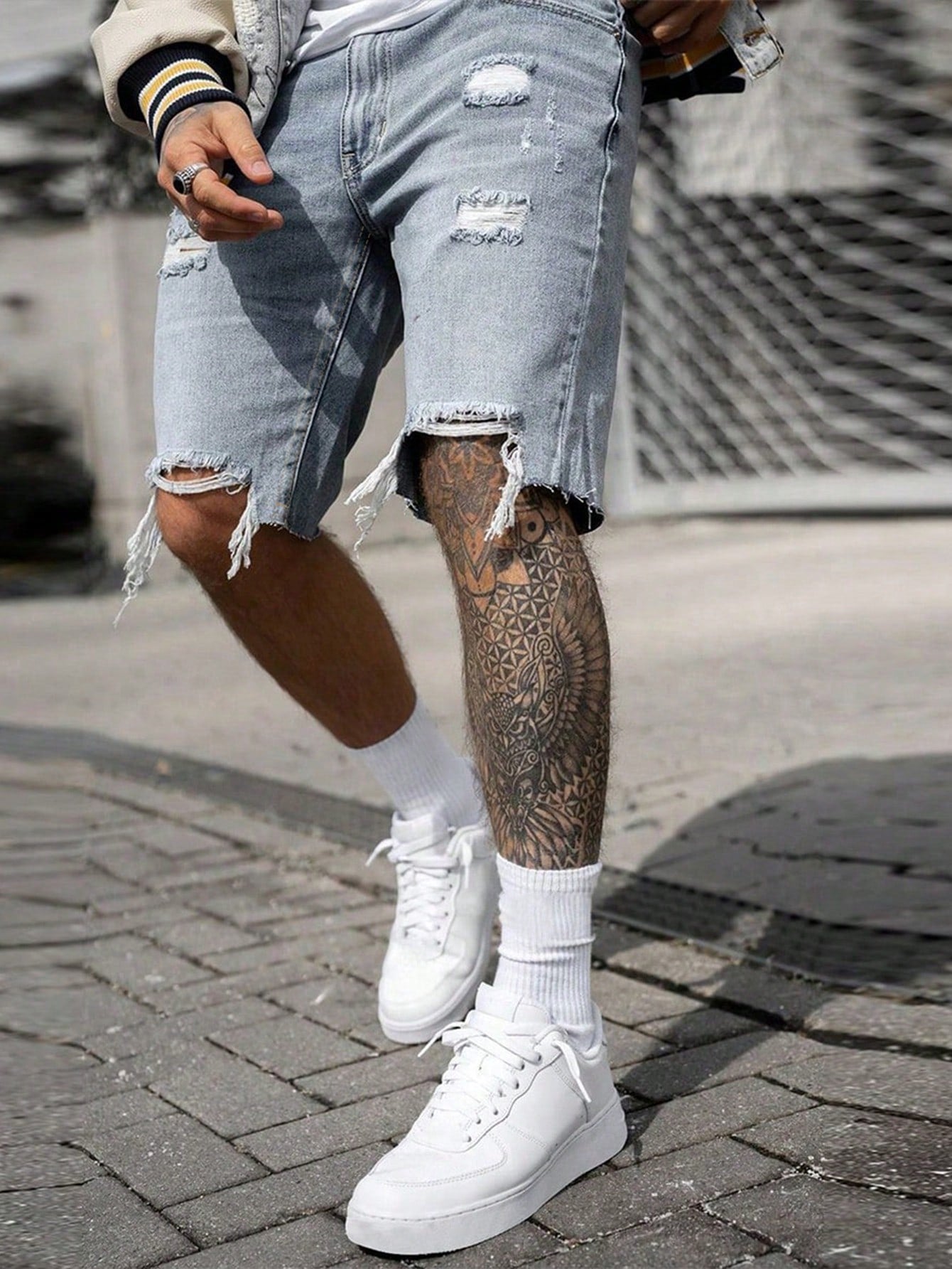 Men New Summer Fashion Ripped Denim Shorts