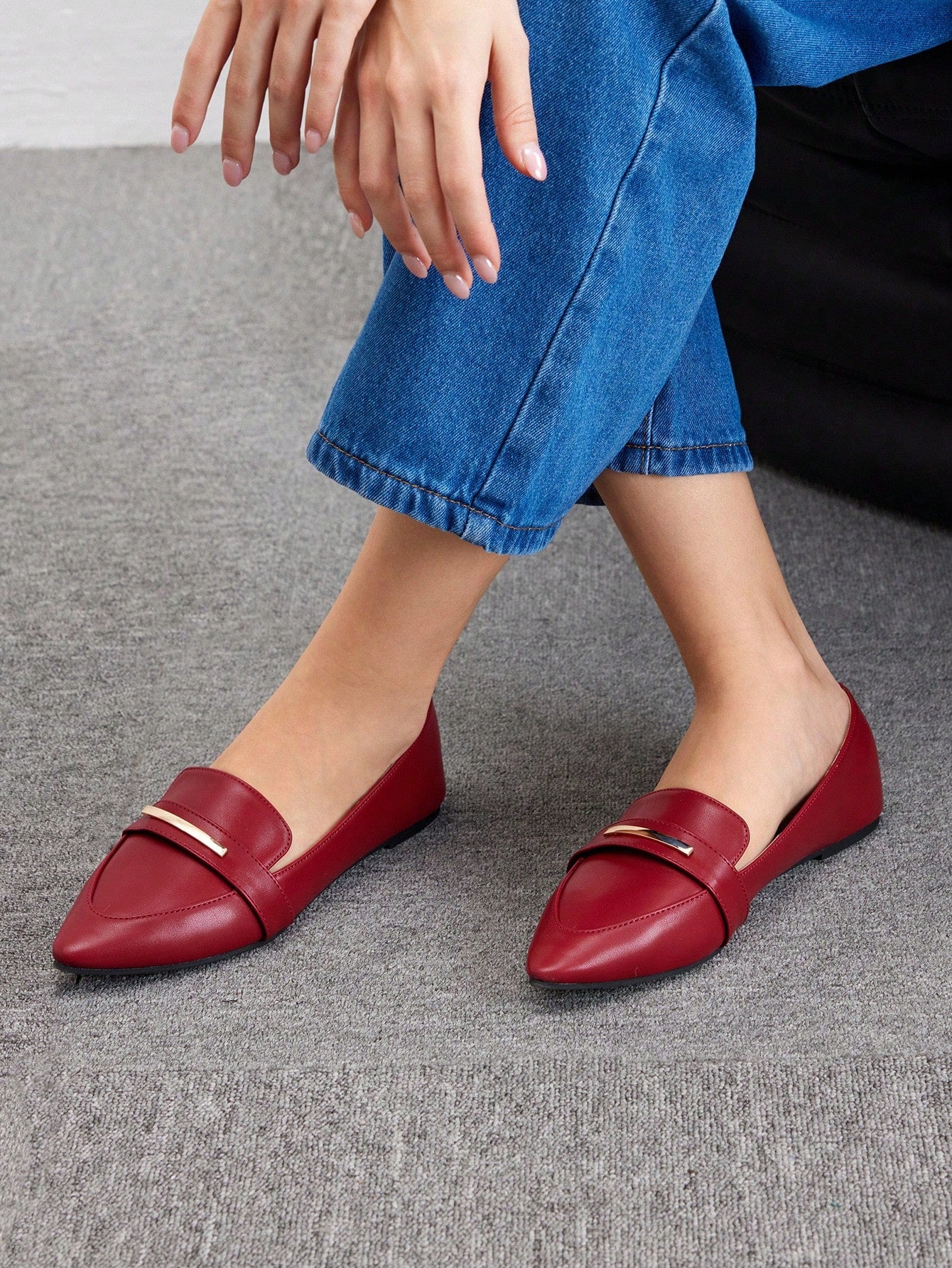 Women Shoes Fashion Burgundy Flat Loafers For Women Halloween