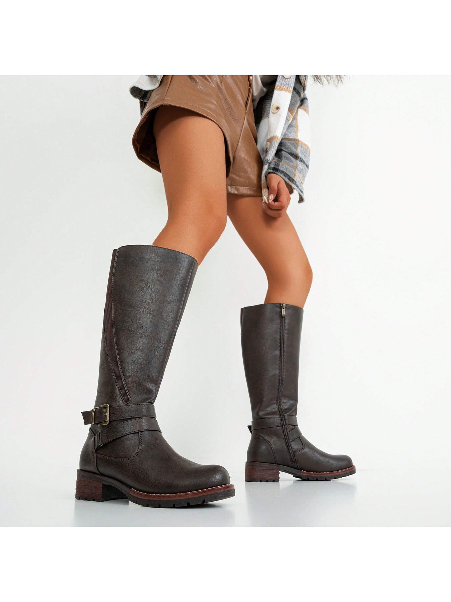 Comfyshoes Women's Knee High Boots, Elastic Band Casual Tall Riding Boots With Side Zipper