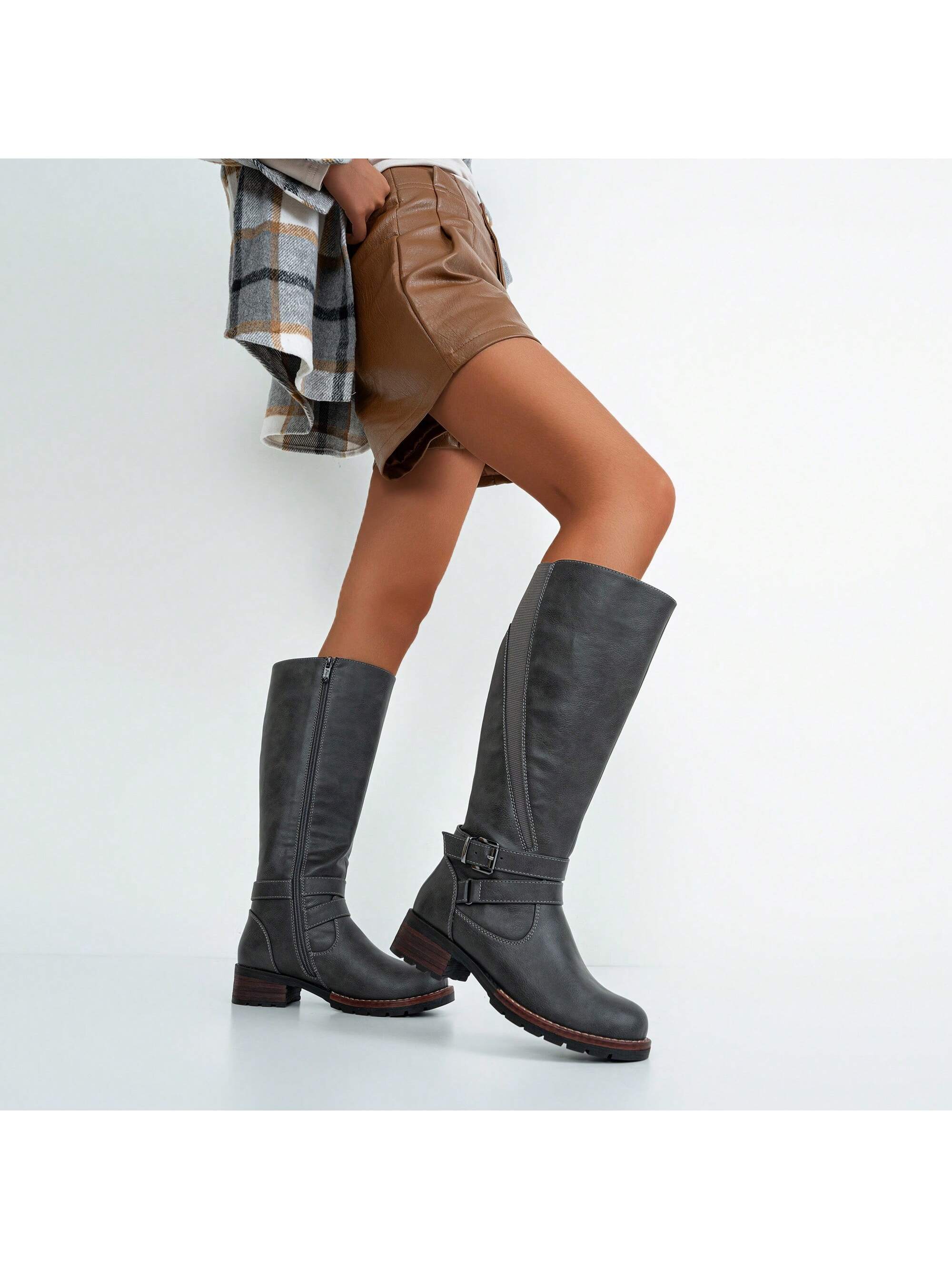 Comfyshoes Women's Knee High Boots, Elastic Band Casual Tall Riding Boots With Side Zipper