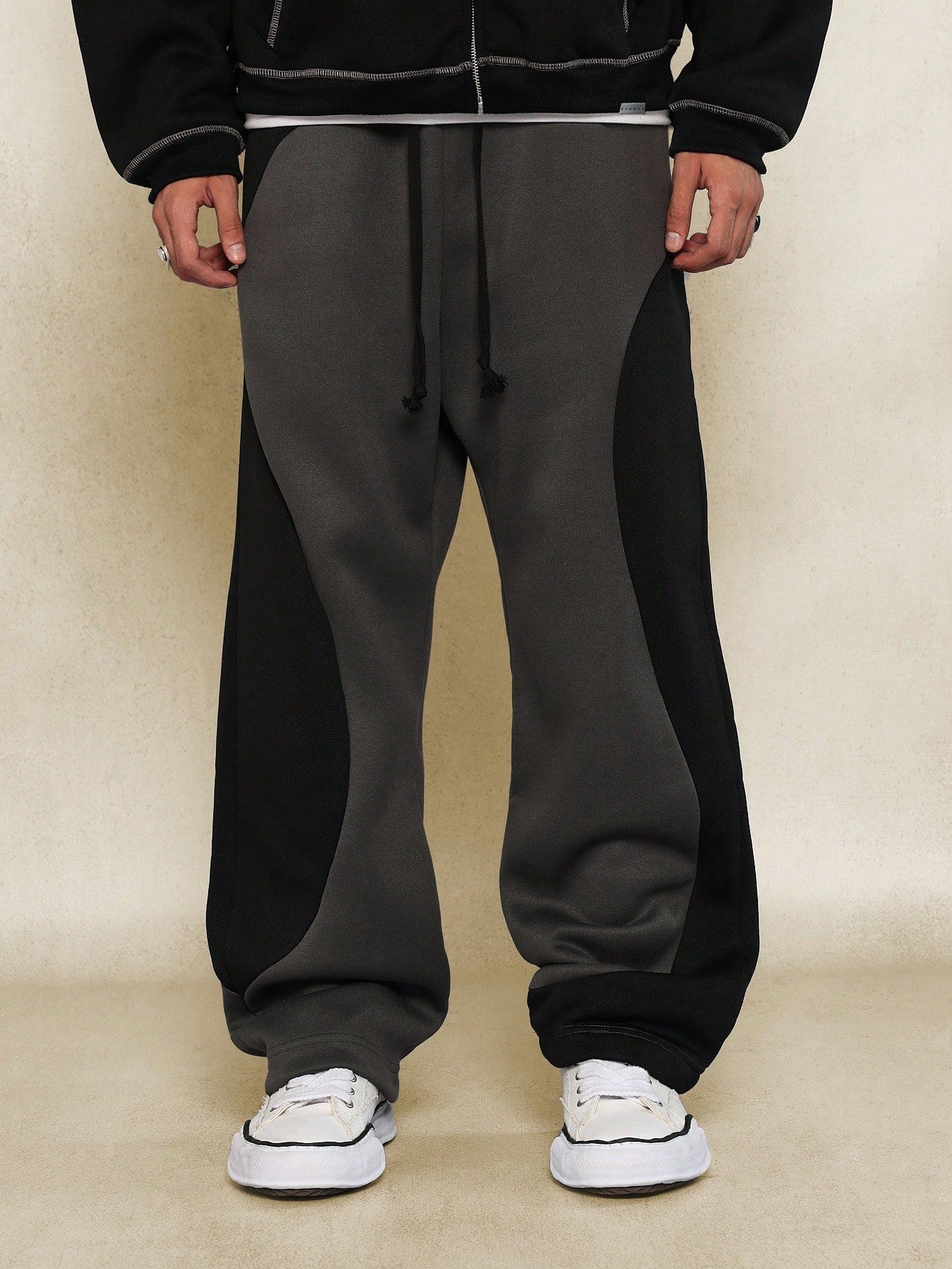 Straight Fit Colour Block Curved Panel Jogger