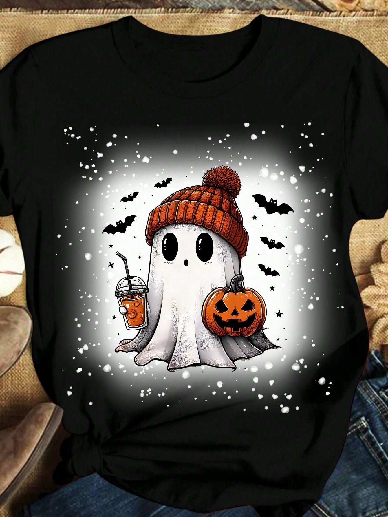 Plus Size Halloween Cartoon Print Short Sleeve T-Shirt