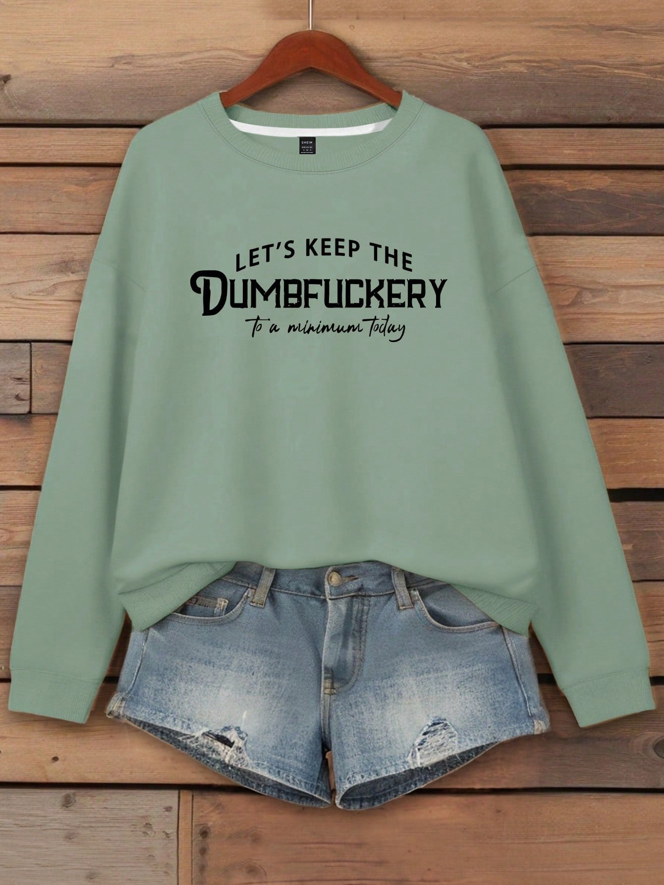 Women's Slogan Letter Print Crew Neck Long Sleeve Sweatshirt Sportswear