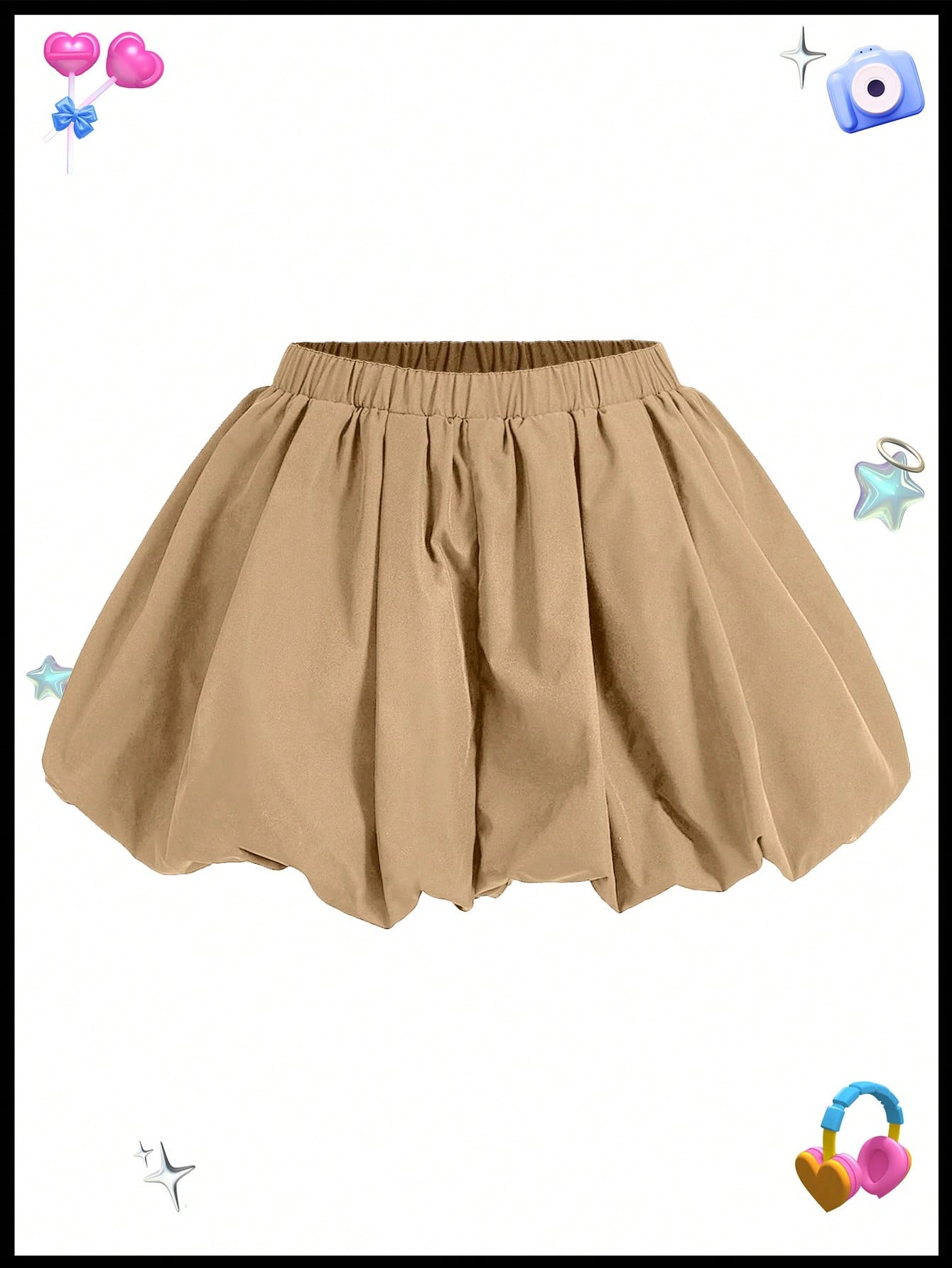 Women's Solid Color Elastic Waist Bubble Skort