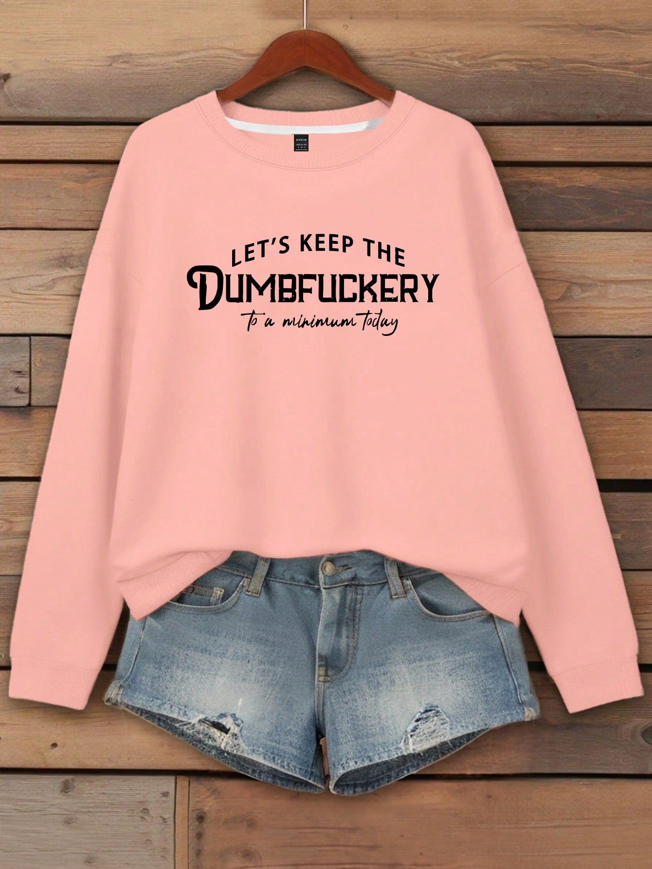 Women's Slogan Letter Print Crew Neck Long Sleeve Sweatshirt Sportswear