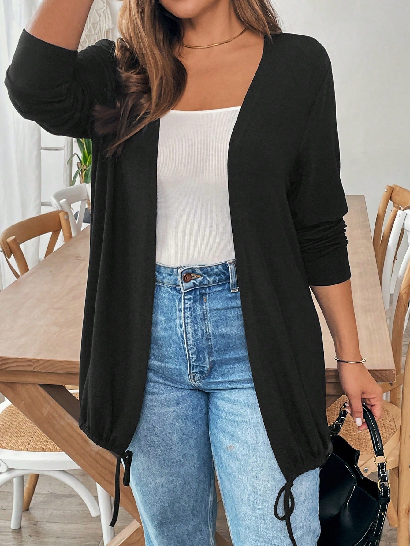 Plus Size Cozy Textured Knit Long Sleeve Cardigan