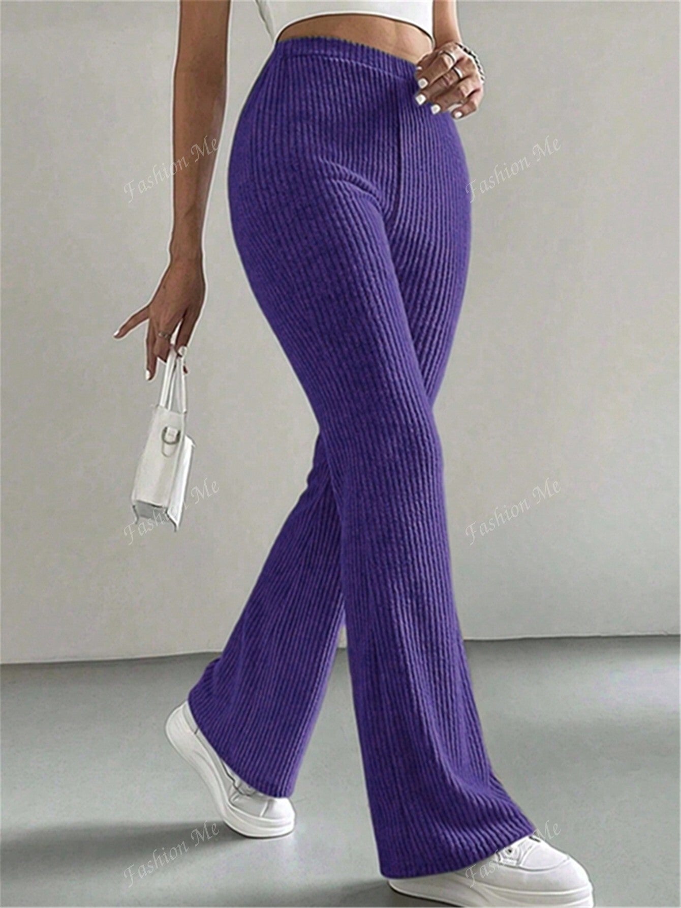 Women's Simple Solid Color Ribbed Pants