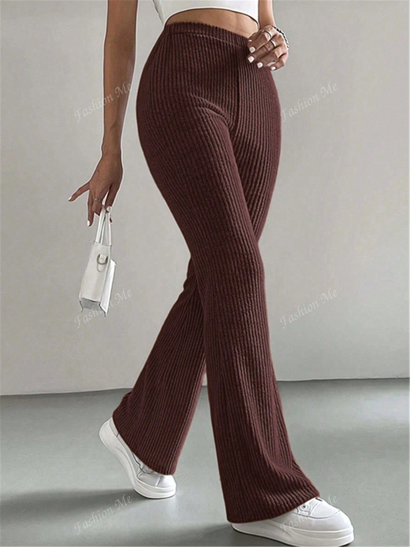 Women's Simple Solid Color Ribbed Pants