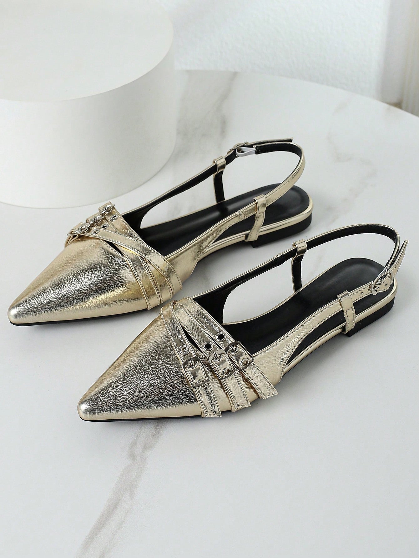 Silver Flat Head Banquet Shoes, Random Upper