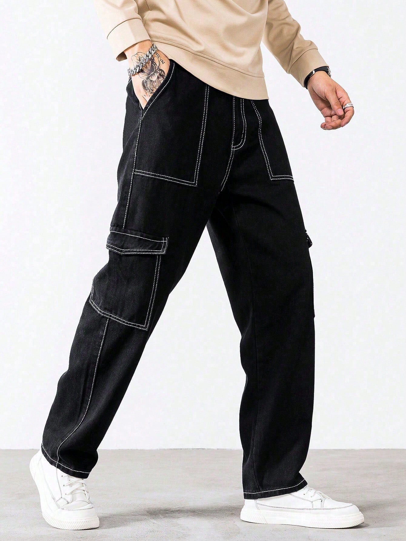 Tween Boy 1pc Vintage Casual Trouser With Simple And Stylish Pockets, Spring & Autumn