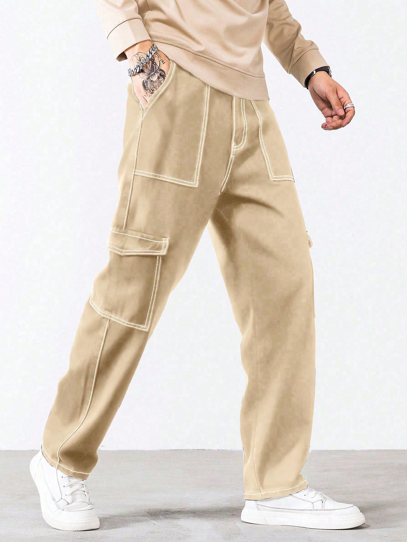 Tween Boy 1pc Vintage Casual Trouser With Simple And Stylish Pockets, Spring & Autumn