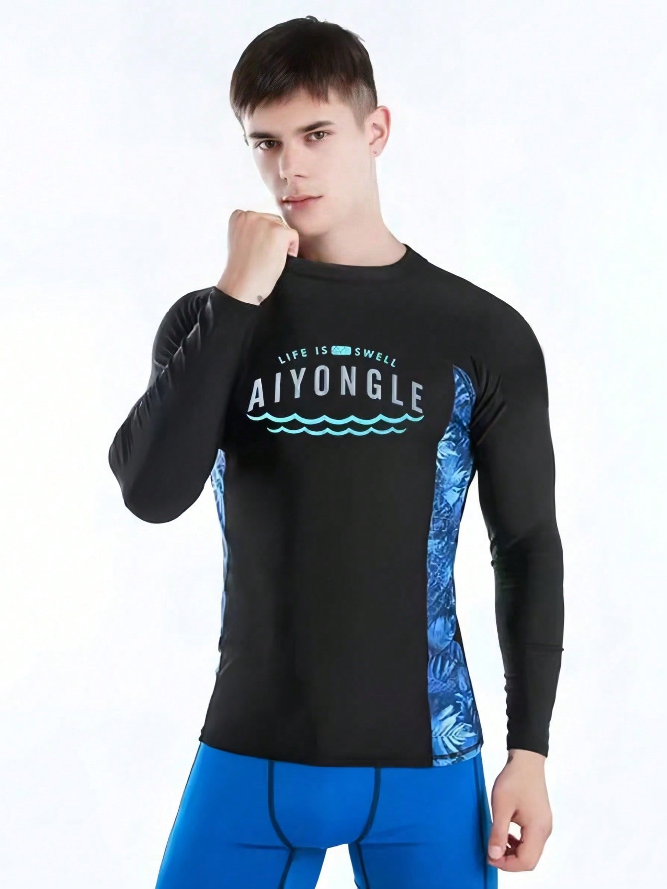 1pc Men's Quick-Dry Long Sleeve Swimsuit Top Sun Protective And Soft Surfing Rash Guard