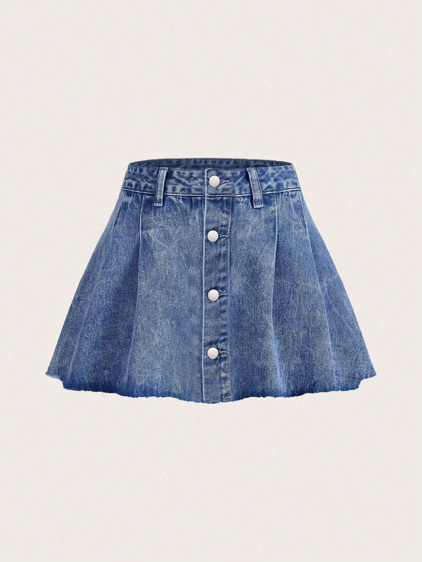 Button Front Denim Skirt