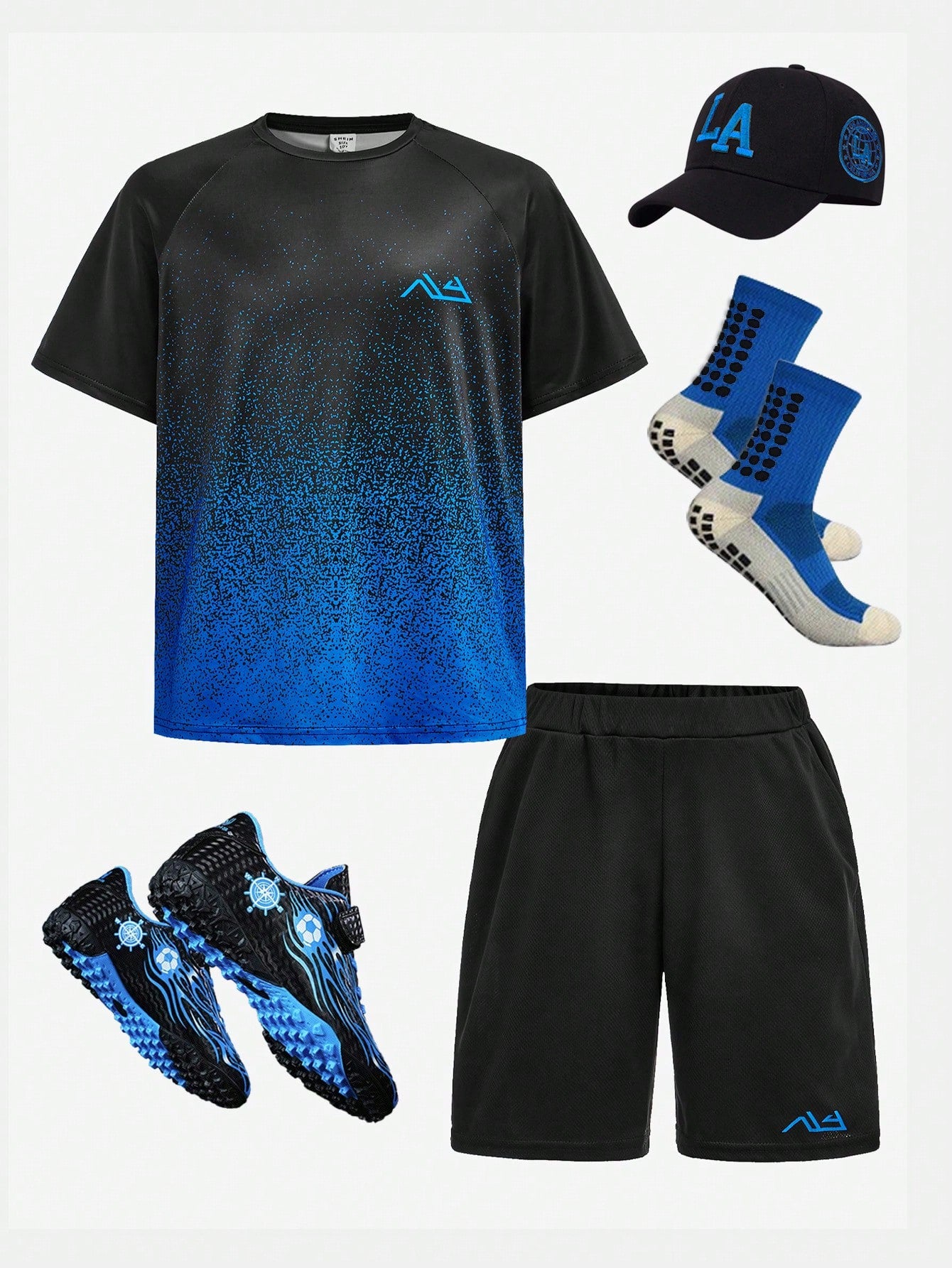 Tween Boys' Matching Short Sleeve T-Shirt And Shorts Set With Gradient Athletic Design