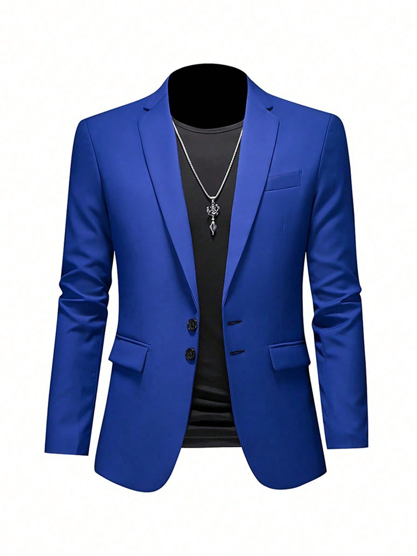 Men's Business Casual Suit Jacket In Sapphire Blue, Gentleman Formal Dress