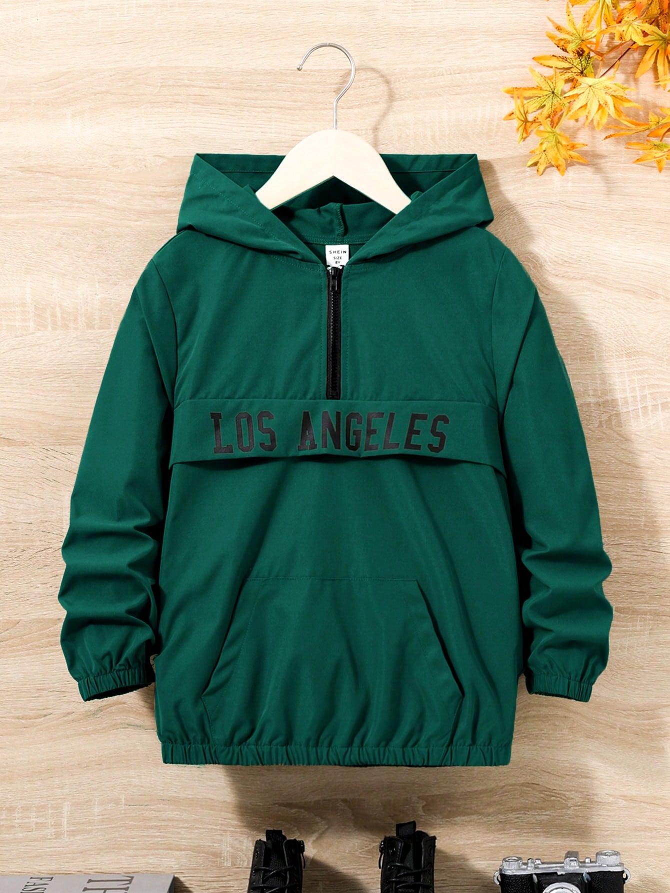 Tween Boy Hooded Zipper Long Sleeve Letter Pattern Sweatshirt Jacket, Suitable For Autumn