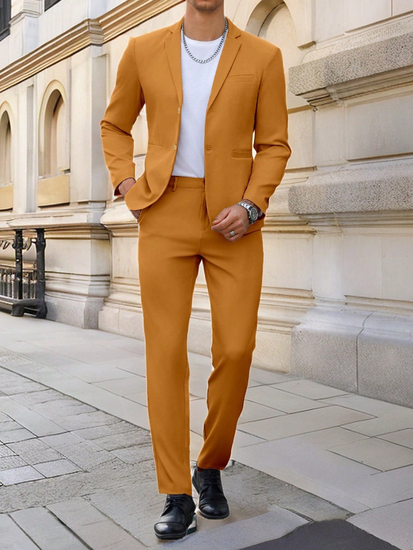 Men Single Breasted Blazer & Suit Pants