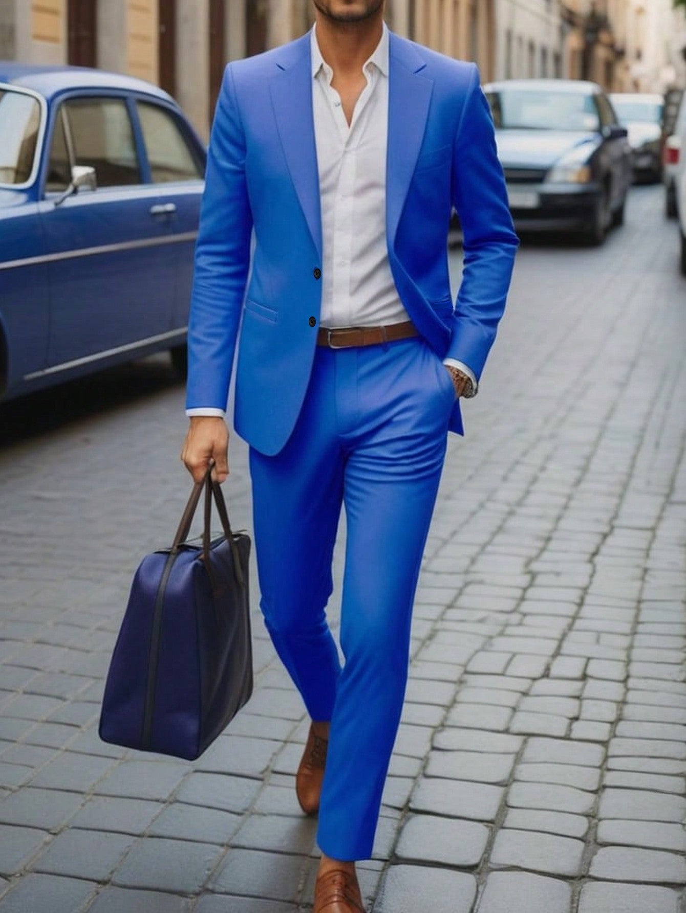 Men Single Breasted Blazer & Suit Pants