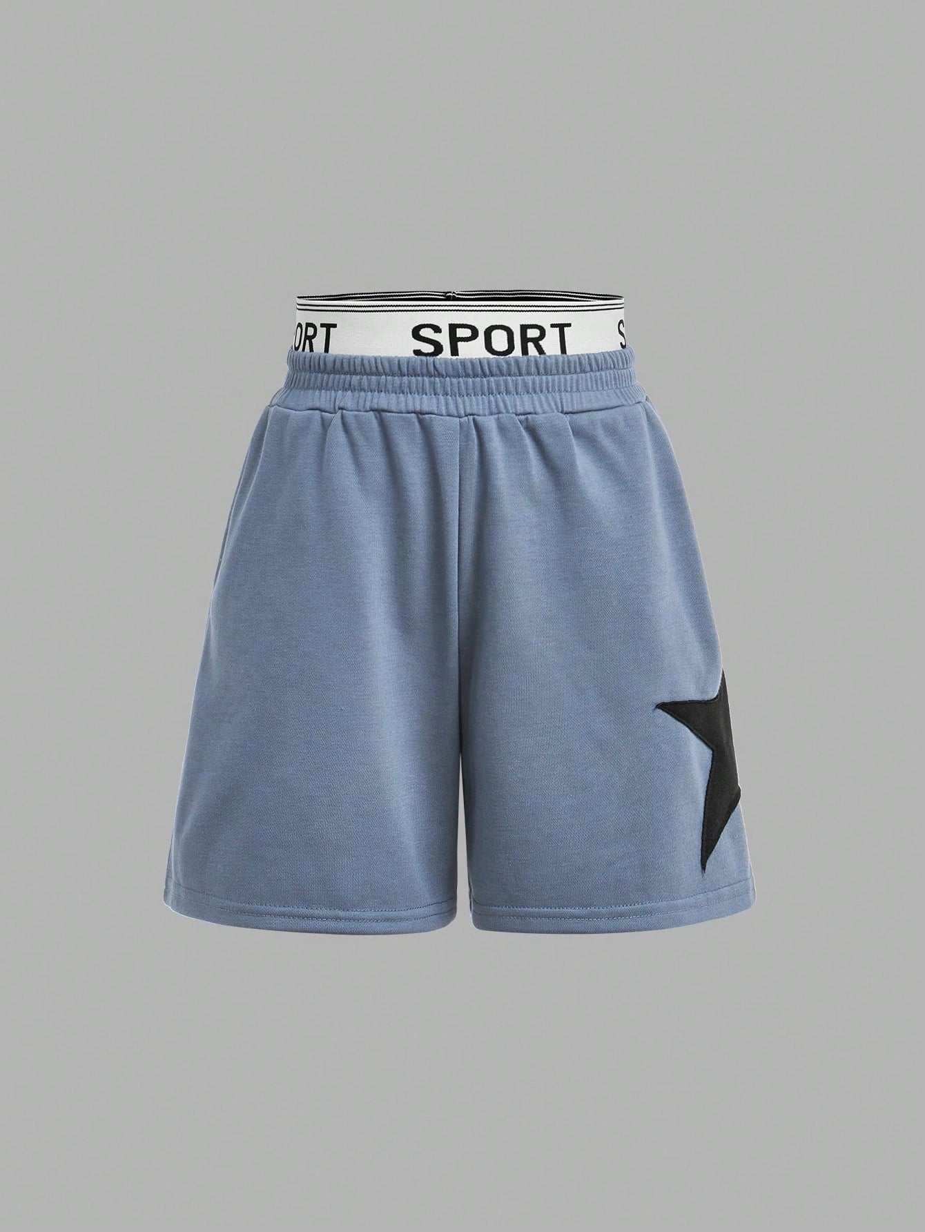 Tween Girl Sports & Leisure Knitted Belted Straight Shorts With Letter Print, Spring/Summer