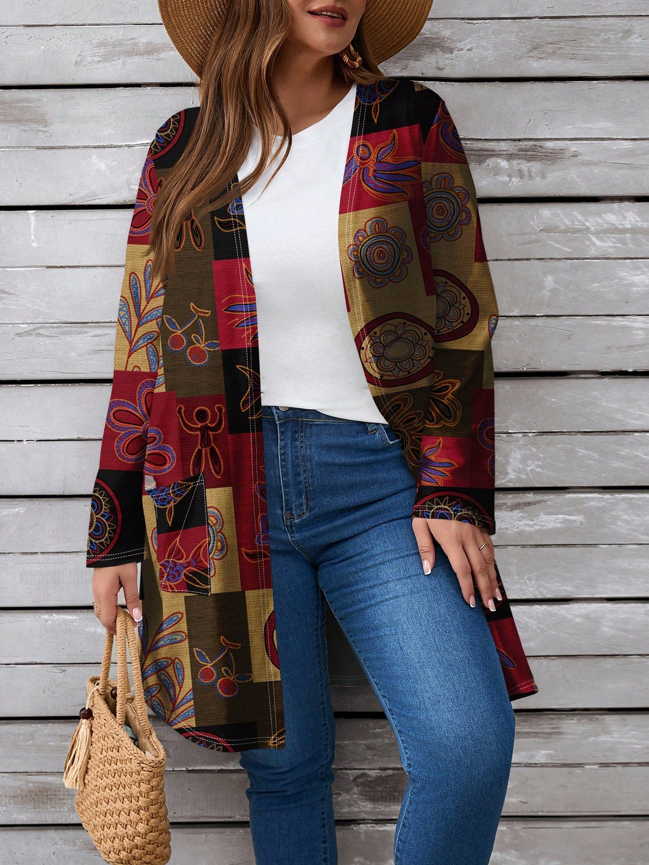 Plus Size Women's Casual Halloween Pattern Loose Long Sleeve Cardigan Thin Jacket For Autumn Party