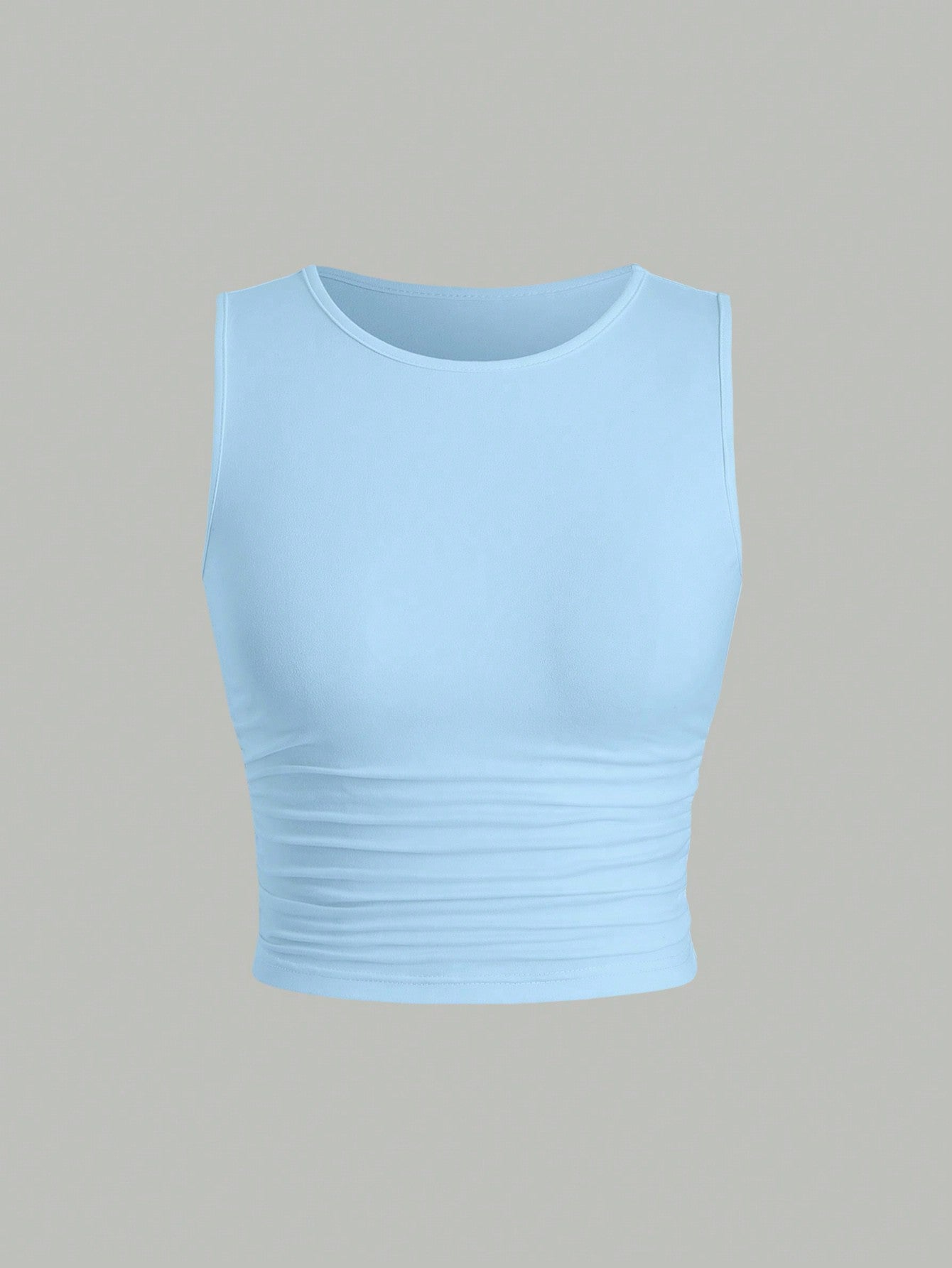 Solid Color Pleated Fitted Tank Top