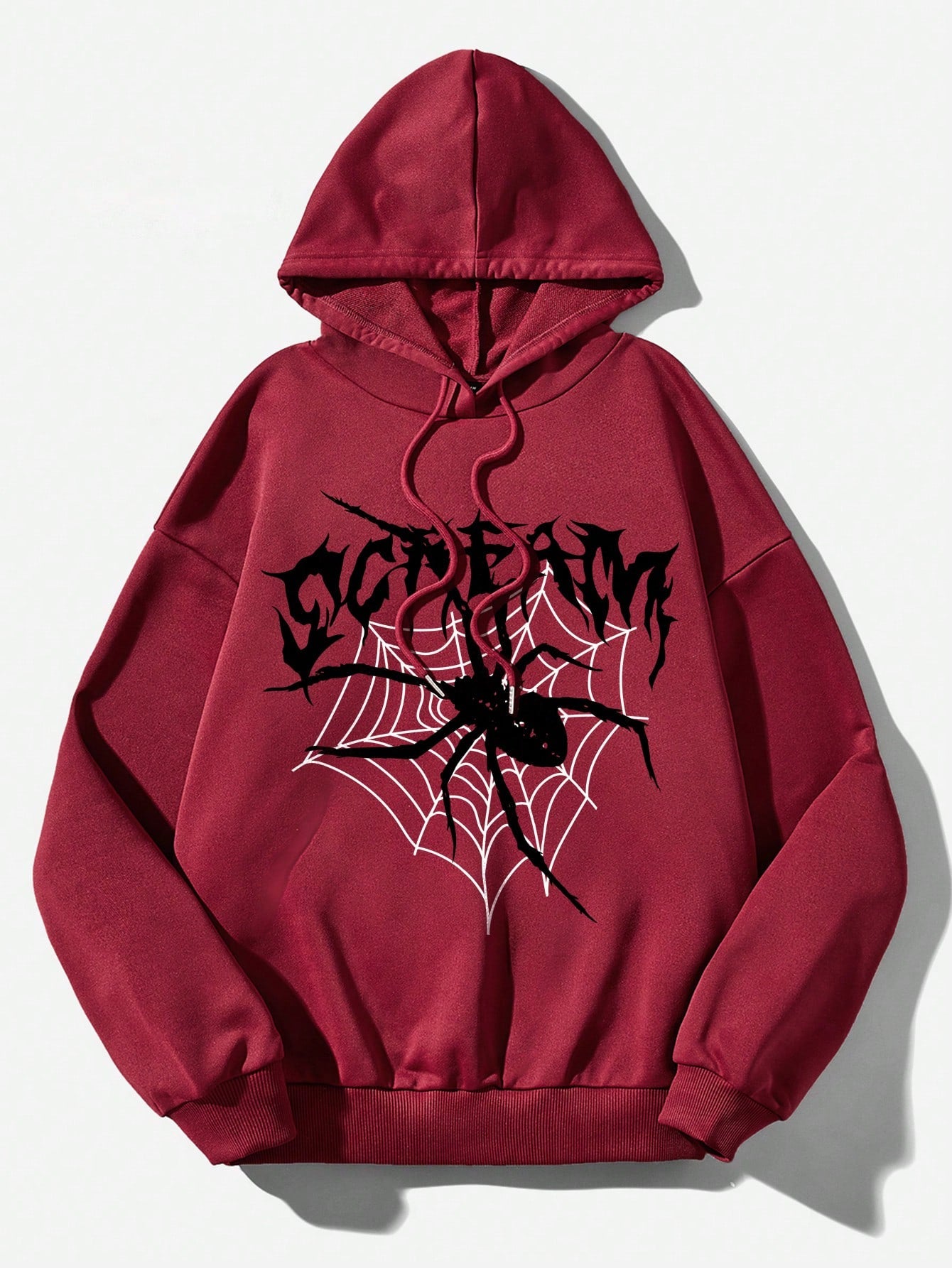 Coolane Casual Spider Printed Thick Hooded Women's Oversized Sweatshirt, Autumn/Winter Scream