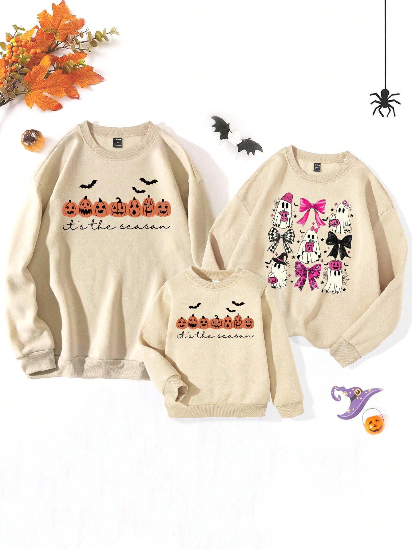 Toddler Girls' Casual Fashion Halloween Pumpkin Bat Graphic Print Basic Crew Neck Sweatshirt