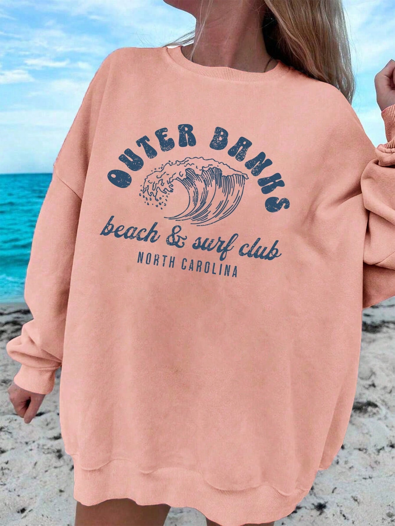 Women's Beach & Surfing Themed Letter Print Sweatshirt