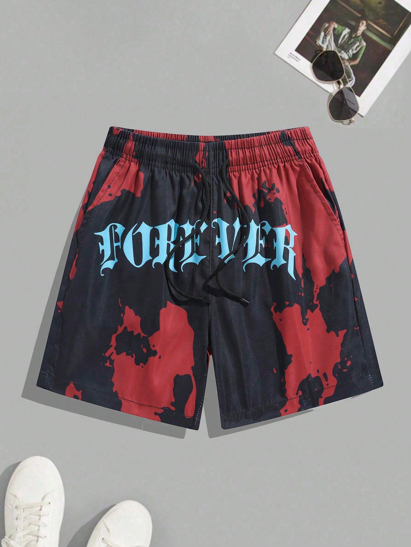 Tween Boys' Casual And Stylish Drawstring Waist Shorts With Color Block, Letter Print, And College Style, Spring/Summer