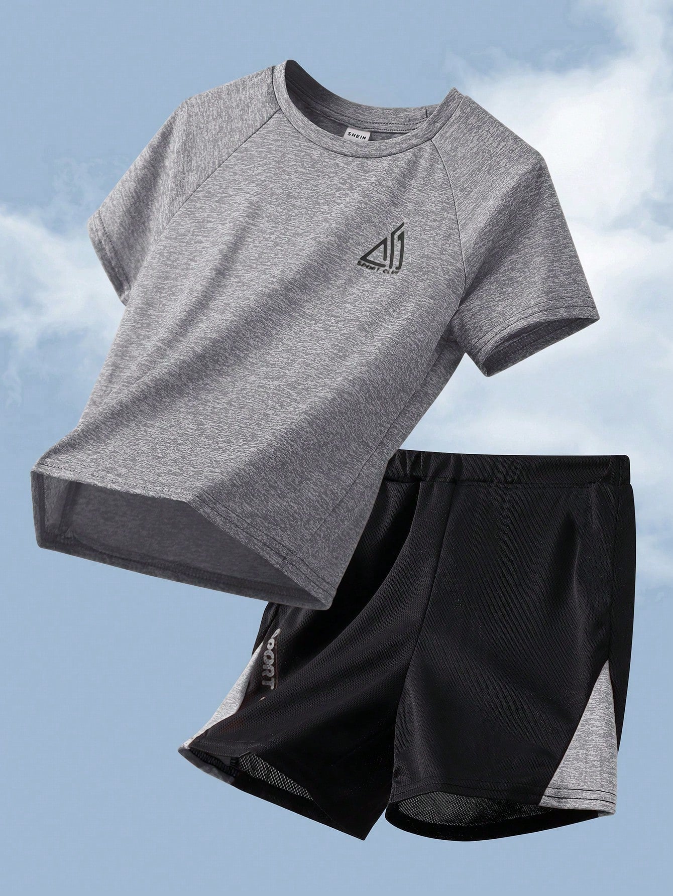 2pcs Tween Boy Contrast Color Block T-Shirt And Shorts Sports Set