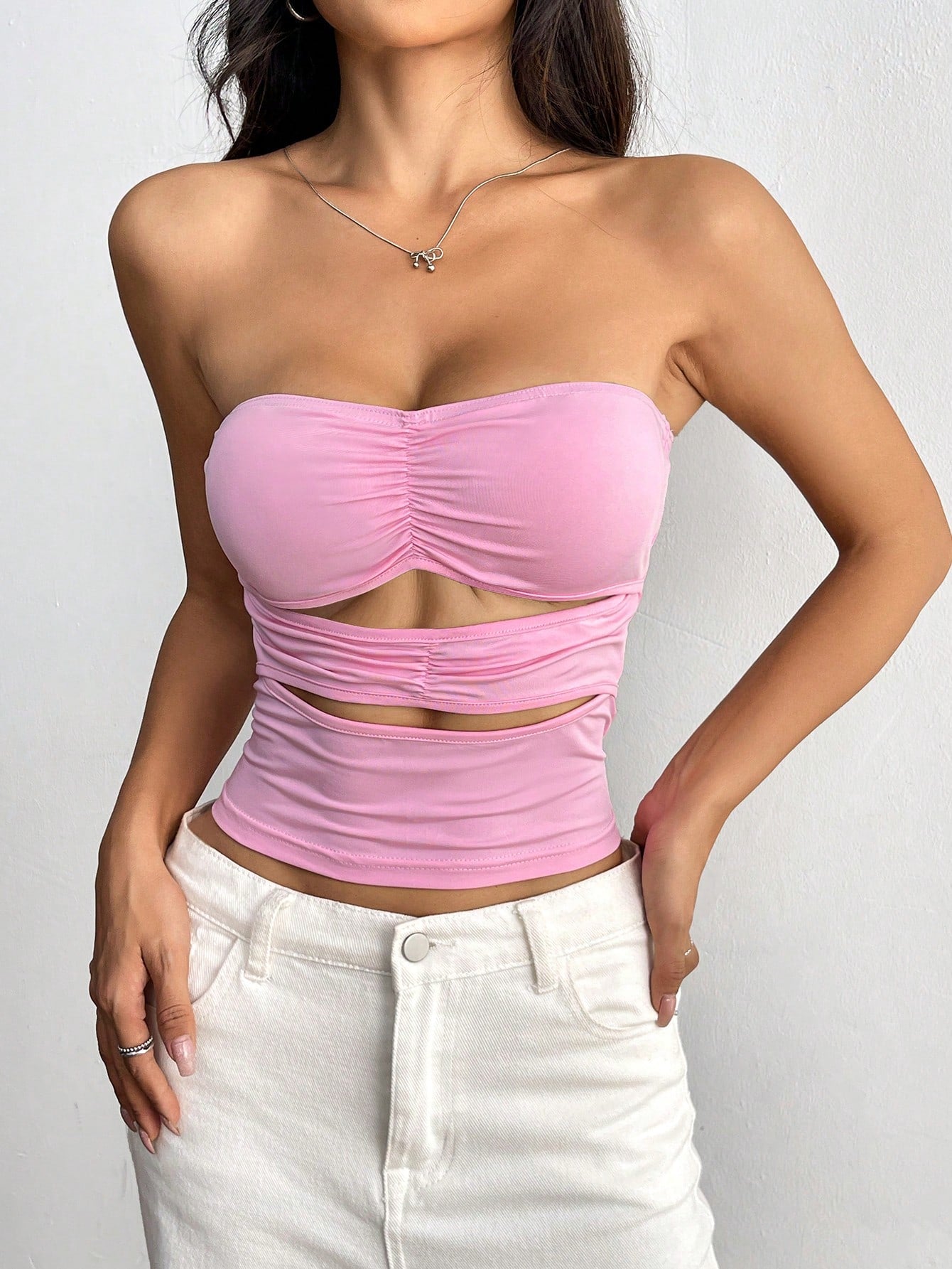 Women's Summer Strapless Wavy Hollow Out Slim Fit Top