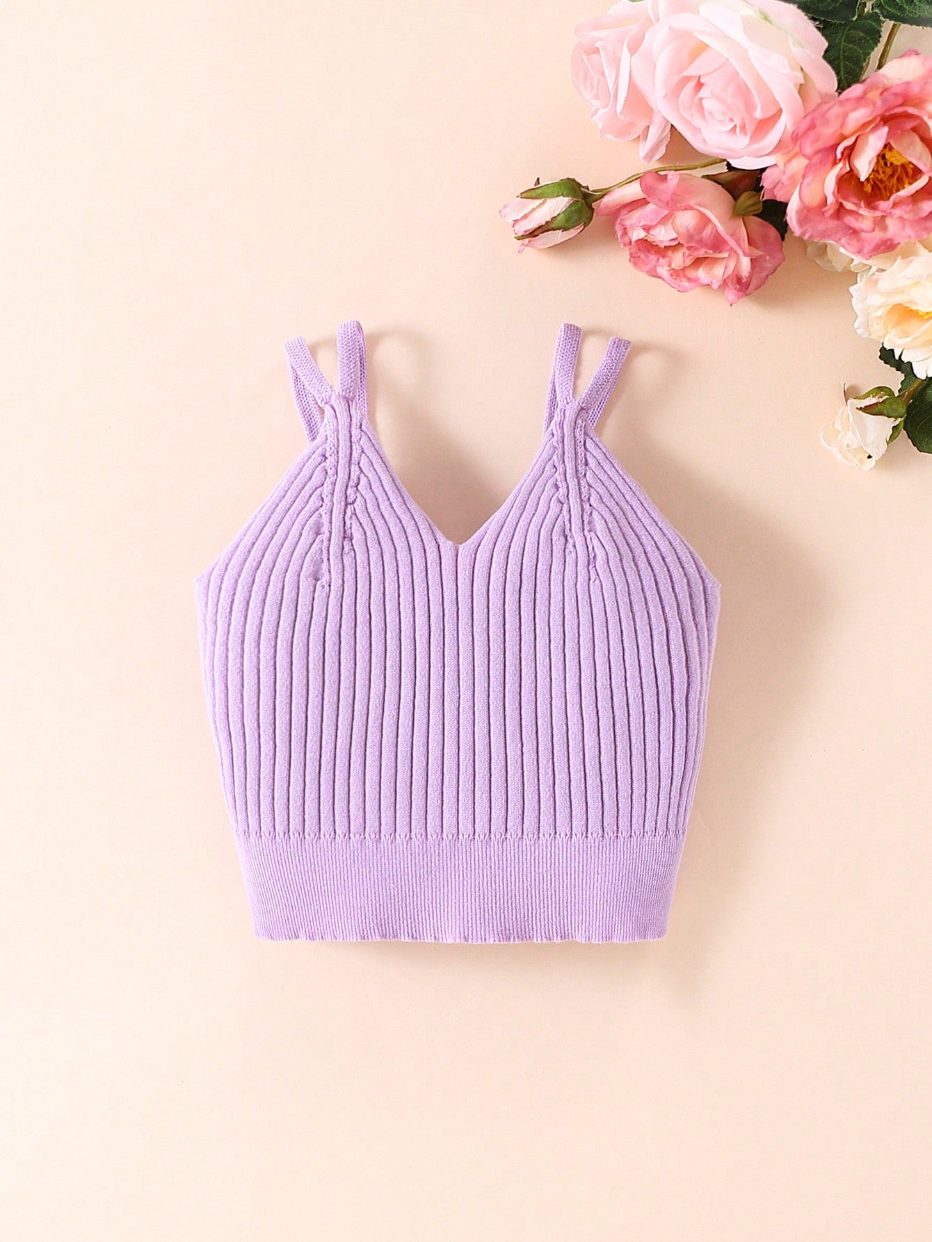 Tween Girl Solid Ribbed Knit Top