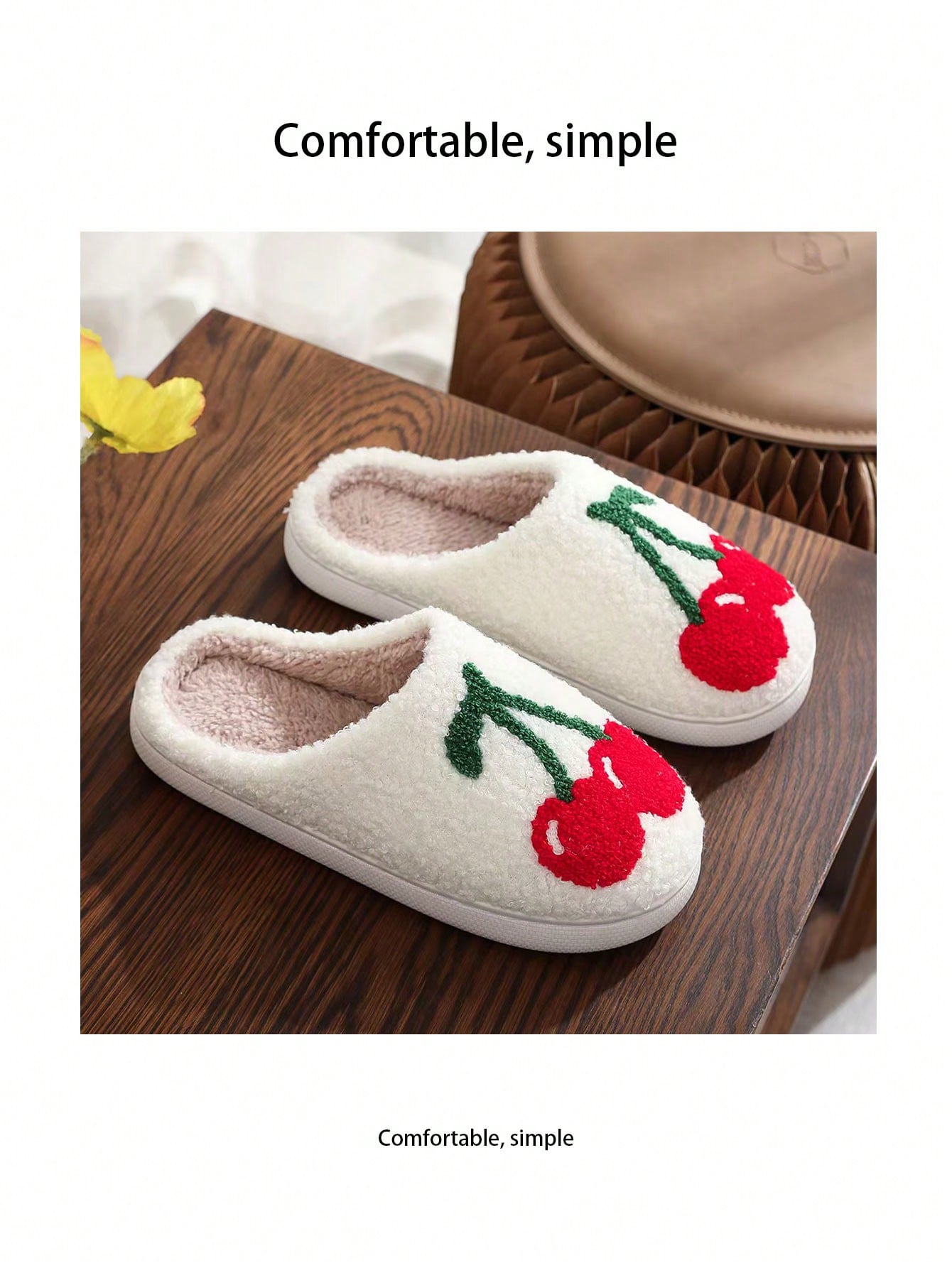 Fashionable Butterfly, Heart, Strawberry, Fruit, Puppy, Animal, Star, Heart, Skull Pattern Soft, Comfortable, Non-Slip Indoor Home Plush Slippers In Cute Pink