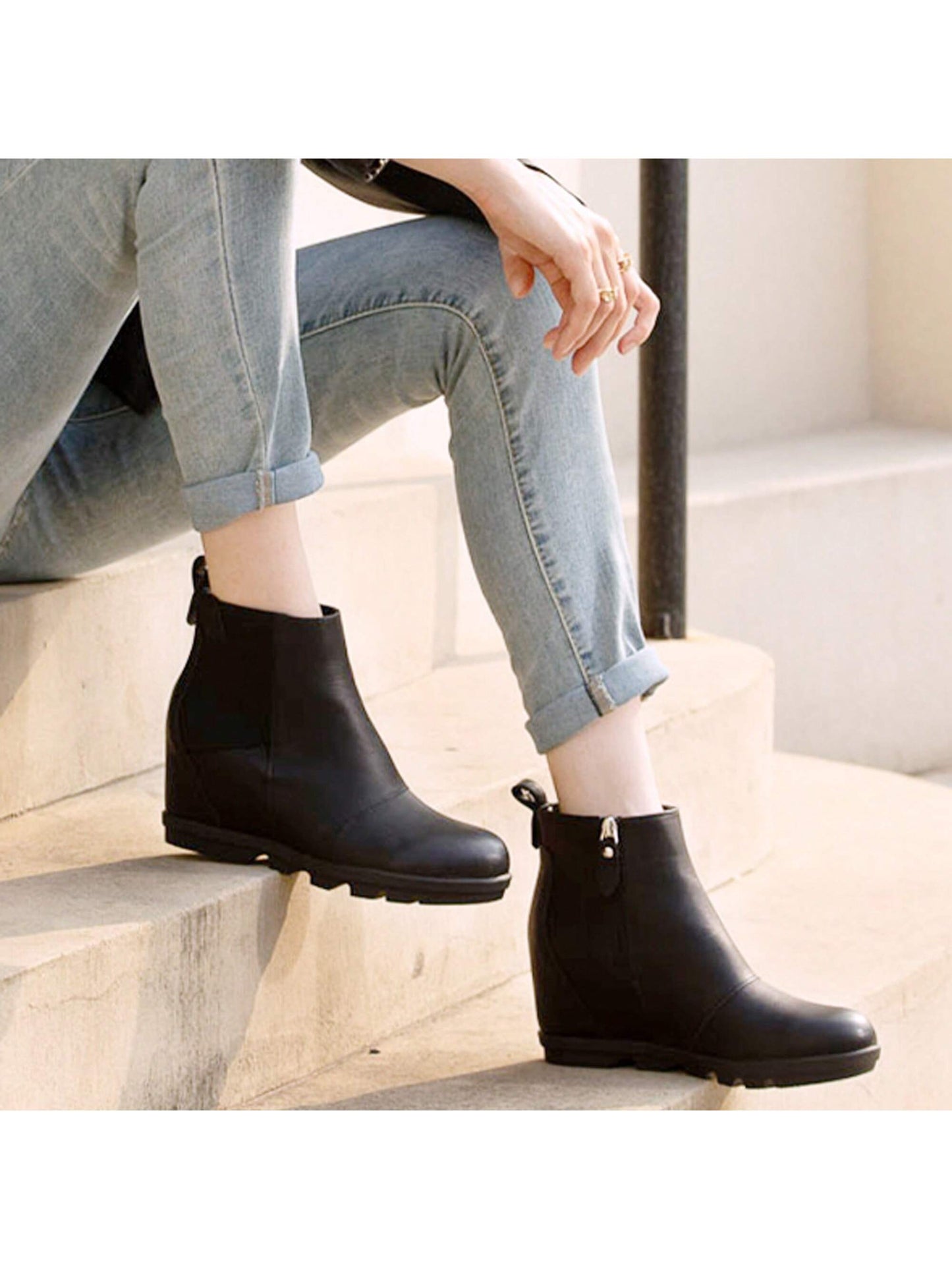 Women'S Wedge Boots Comfortable Ankle Wedge Booties