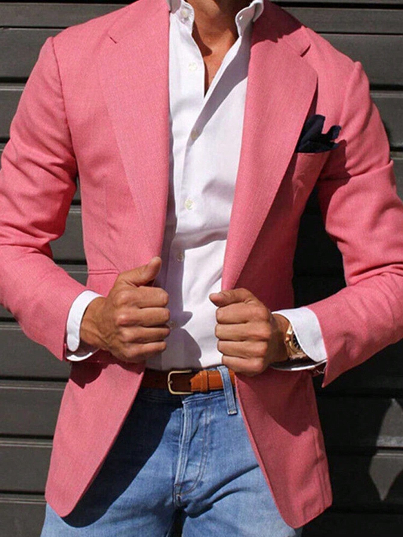 Men's Spring And Autumn Solid Color Lapel Long Sleeve Casual Suit Jacket