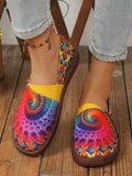 Women Colorful Printed Flat Loafer Shoes, Lightweight Canvas Slip-On Flats, Comfortable Daily Casual Vacation Shoes