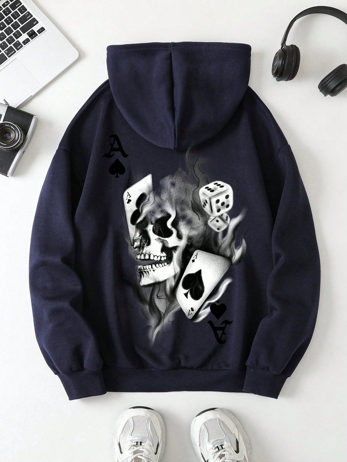 Women's  Fall/Winter Essentials  Ghost Face  Fleece Lined Baggy  Hoodies , Back To School ,Halloween