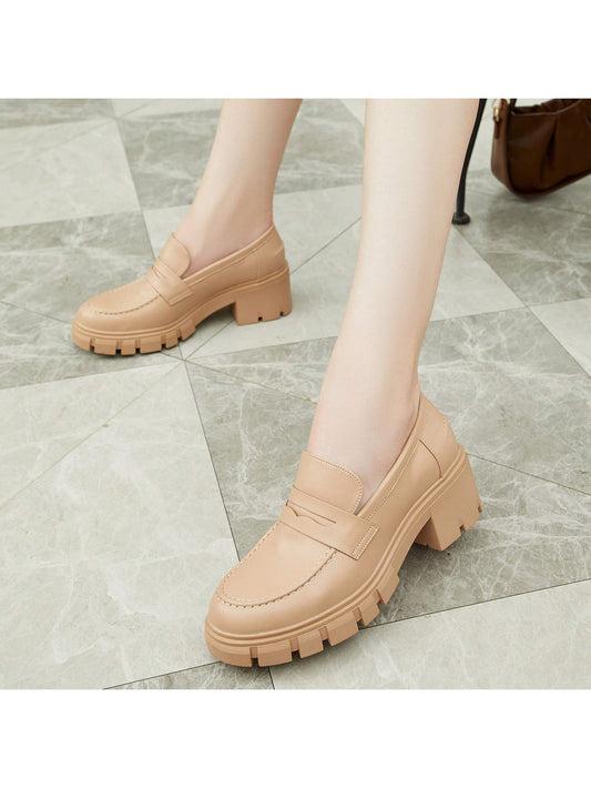 Women's Platform Chunky Loafers Comfortable Slip On Lug Sole Business Loafer Shoes