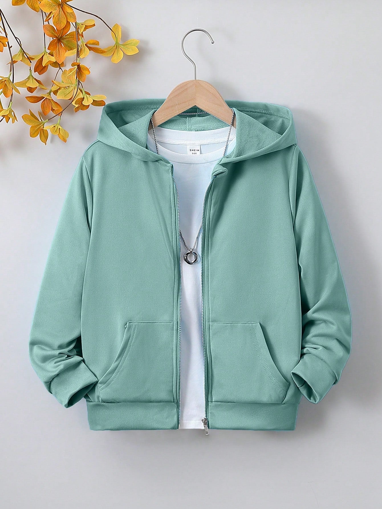 Tween Girl Casual Knitted Hooded Sweatshirt With Metal Zipper