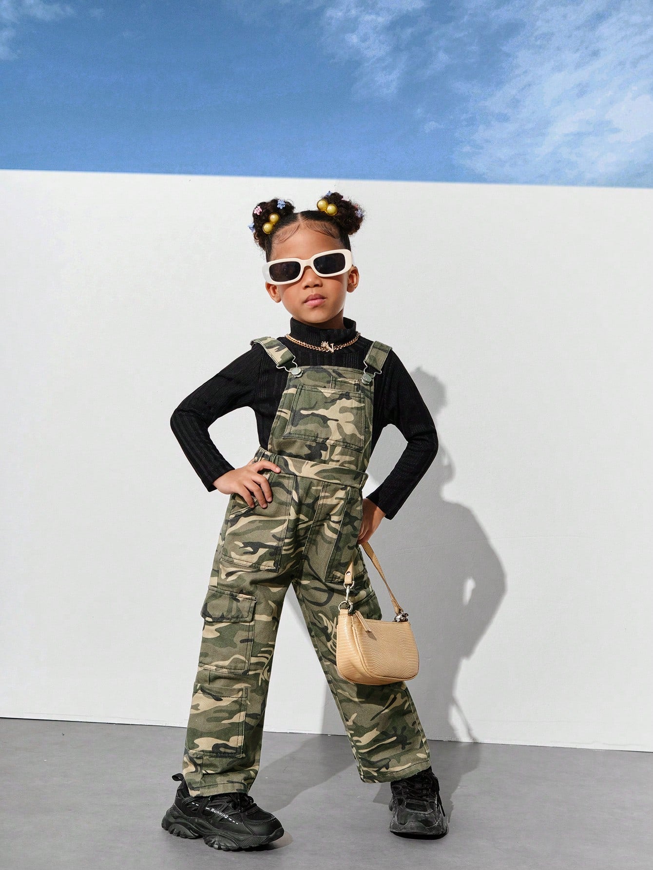 YOUNG GIRL Y2K Harajuku Cool Camo Adjustable Loose Fit Denim Overalls, All Seasons Essential Versatile And Fashionable Item For Slimness