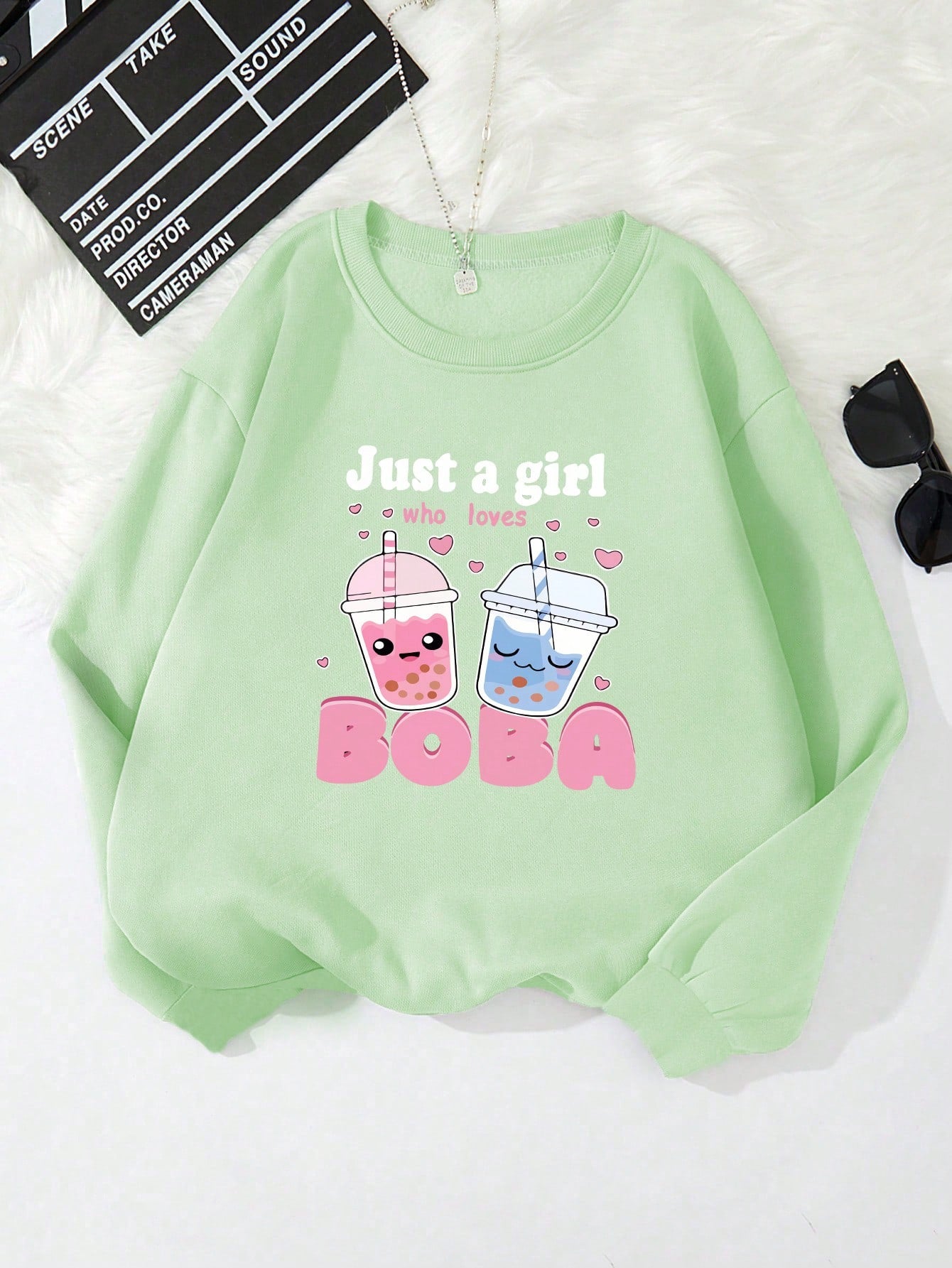 1pc Girls' English Letter Printed Crew Neck Sweatshirt, Casual Teenage Students Wear For Autumn And Winter