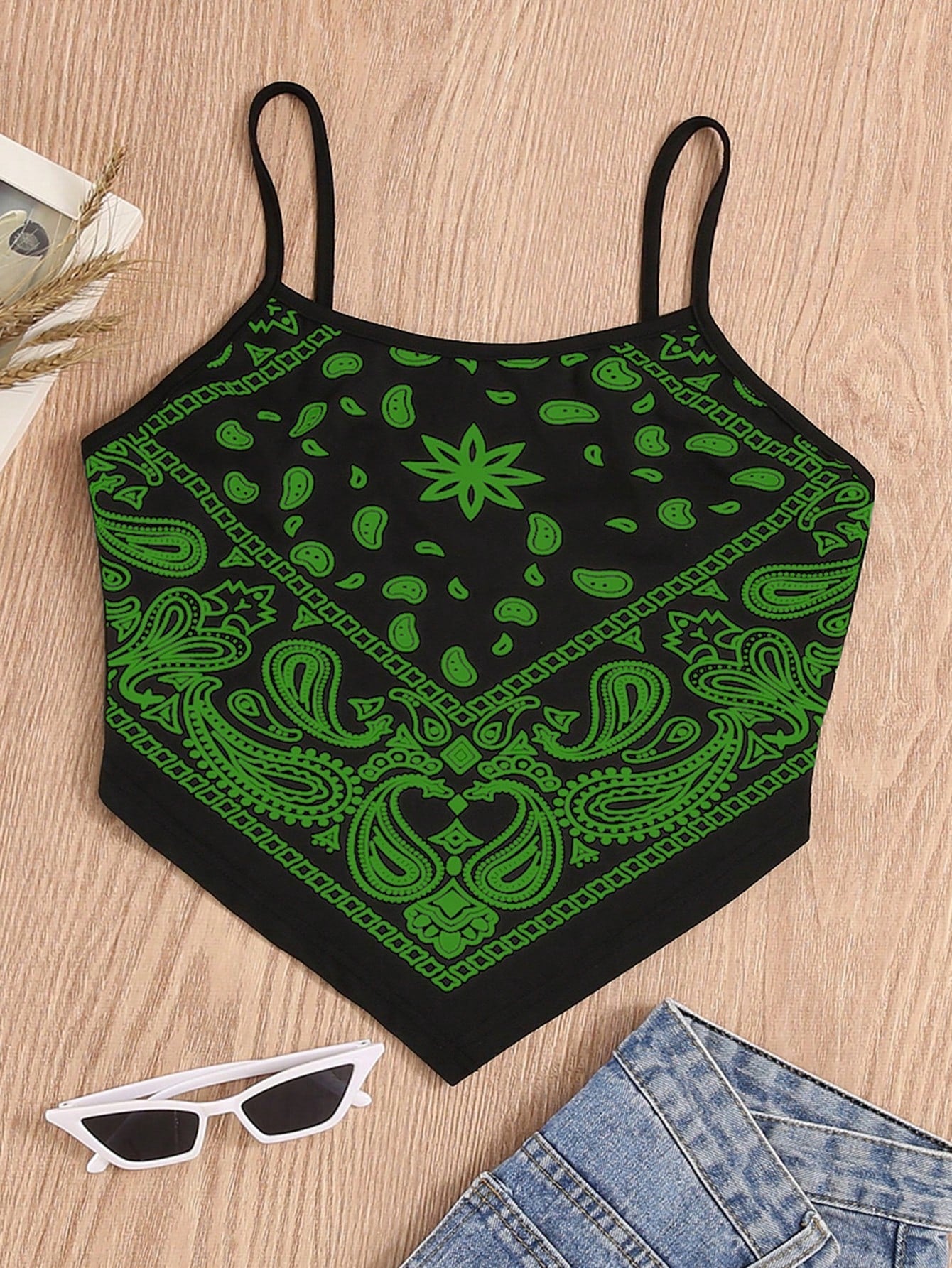 Paisley Print Hanky Hem Cami Top