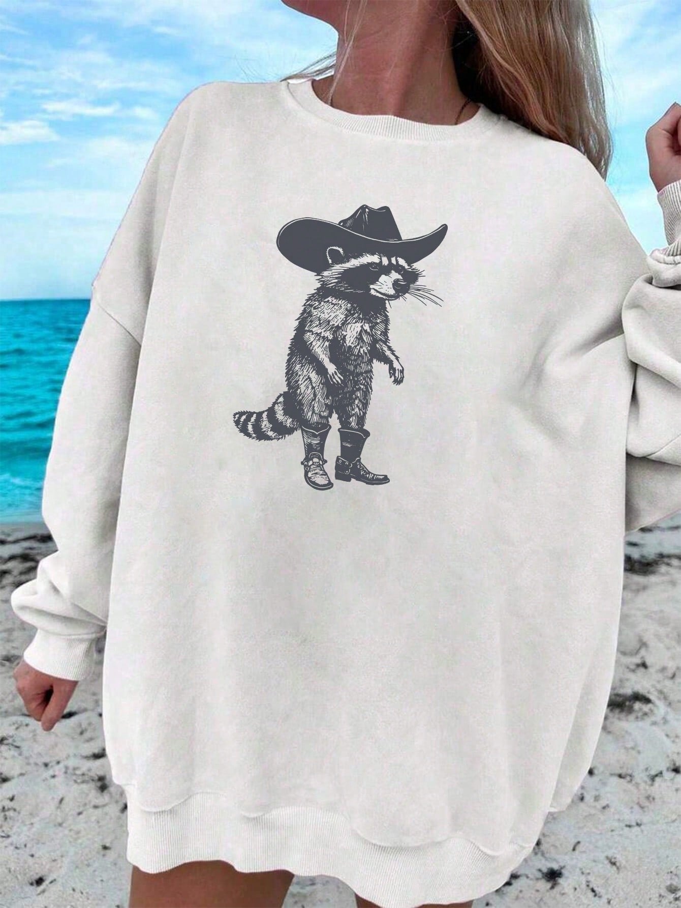 Women's Beach & Surfing Themed Letter Print Sweatshirt