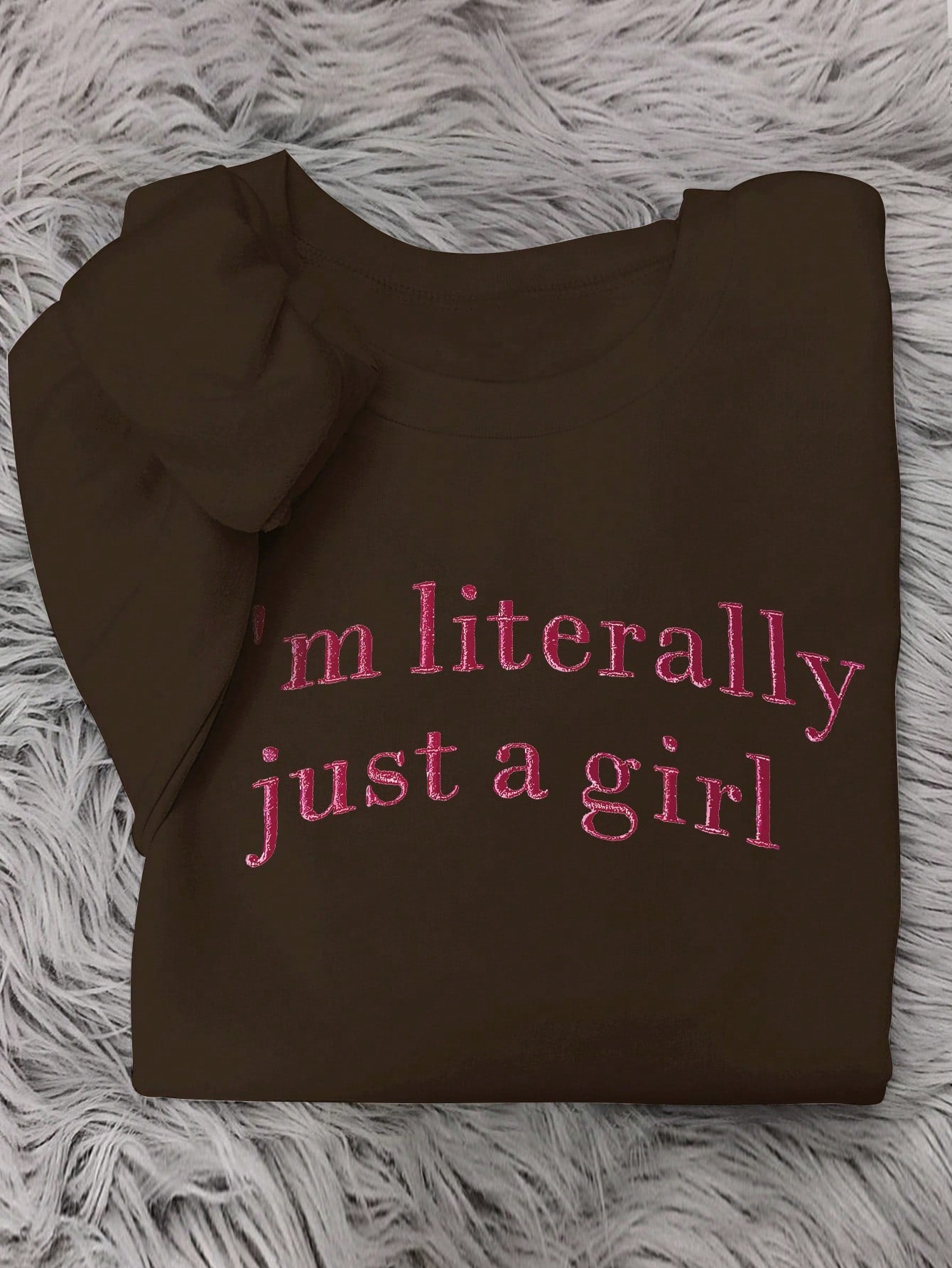 Women's Loose Raglan Sleeve 'I'm Just A Girl' Slogan Embroidered Casual Sweatshirt