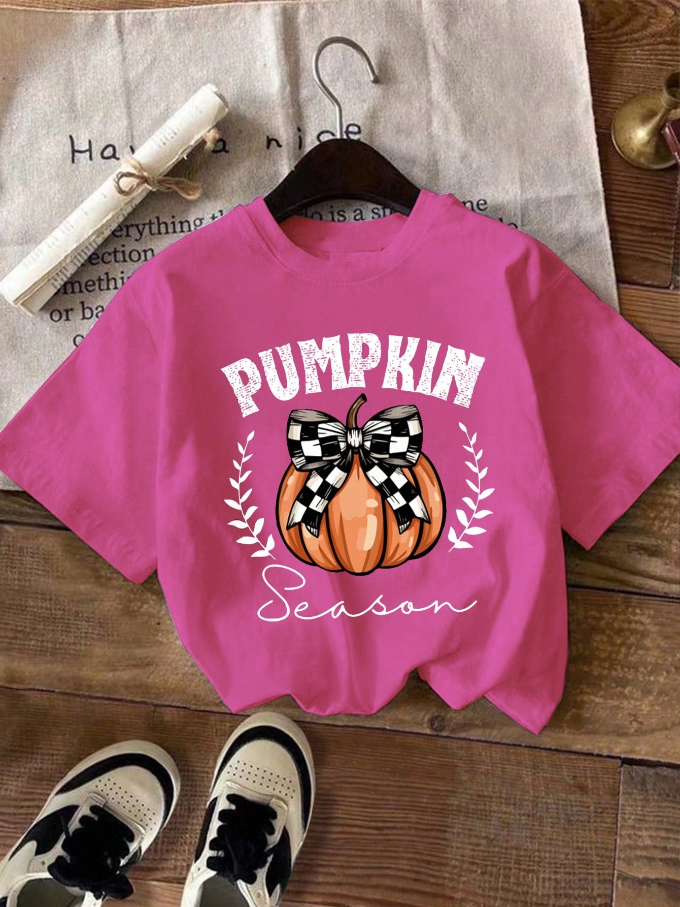 Women's Summer Pumpkin Letter Printed Round Neck Short Sleeve Casual T-Shirt