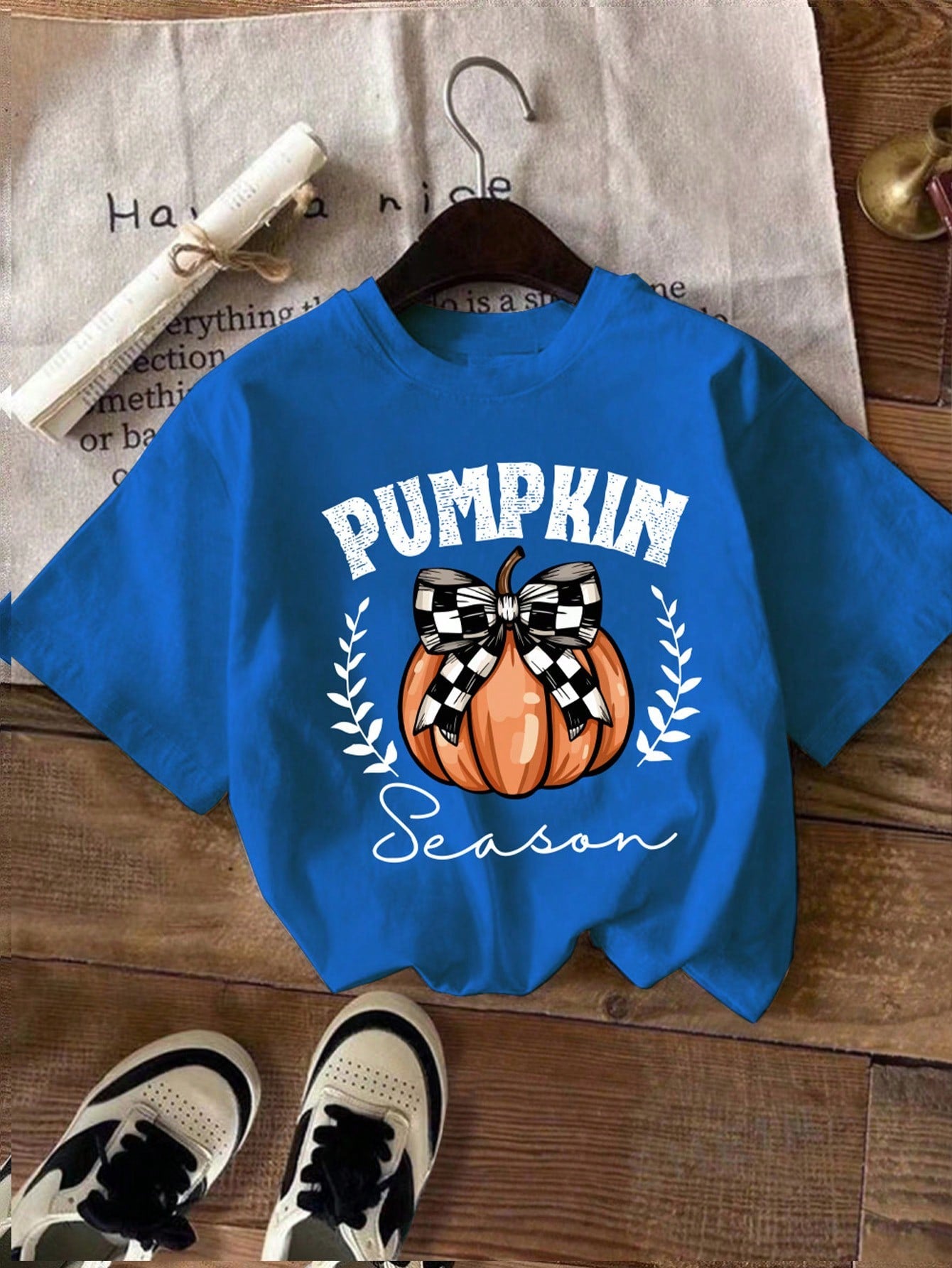 Women's Summer Pumpkin Letter Printed Round Neck Short Sleeve Casual T-Shirt