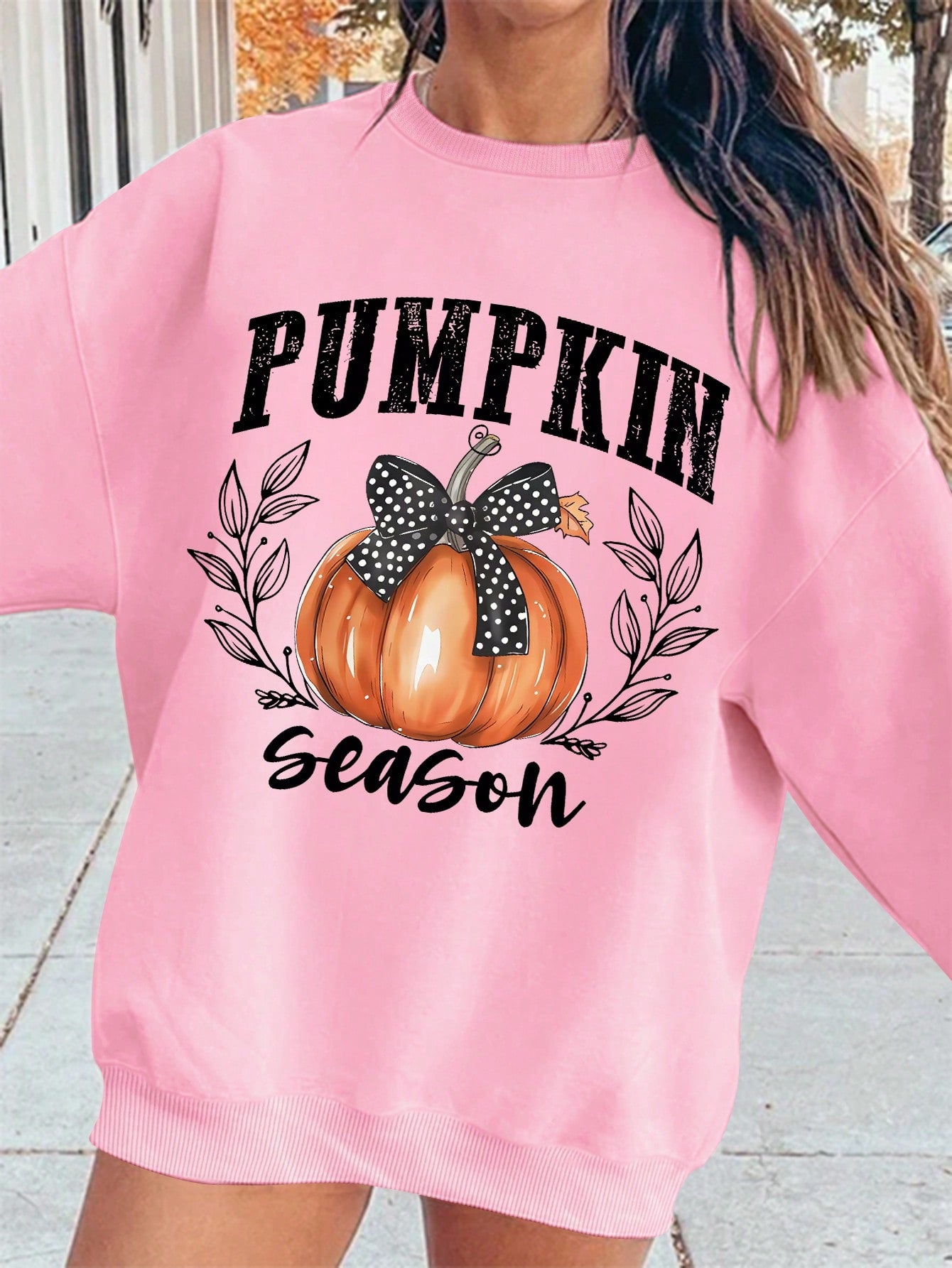 Halloween Pumpkin Print Crew Neck Sweatshirt