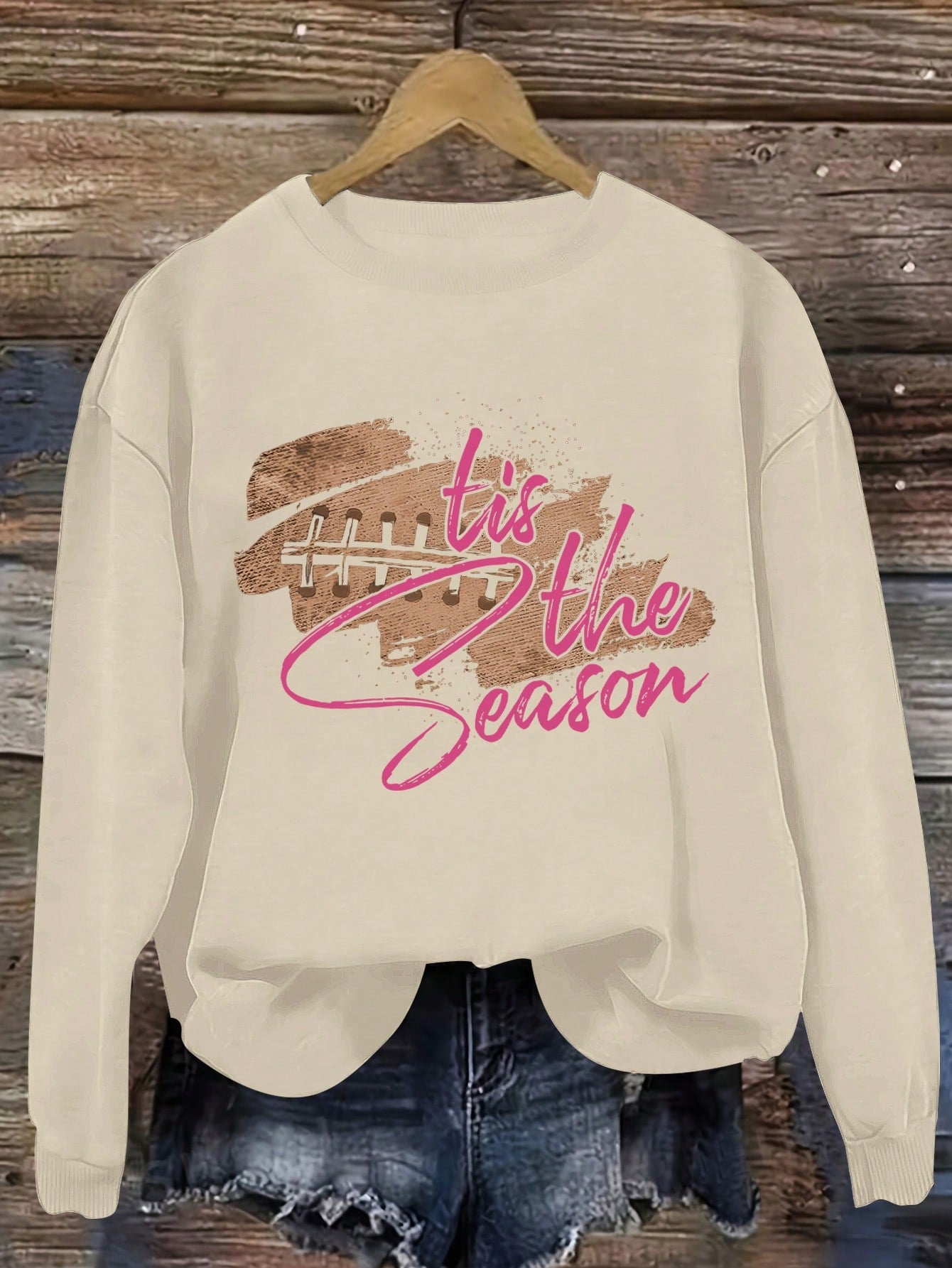 Women's Casual Loose Slogan Print Drop Shoulder Sweatshirt, Spring/Autumn